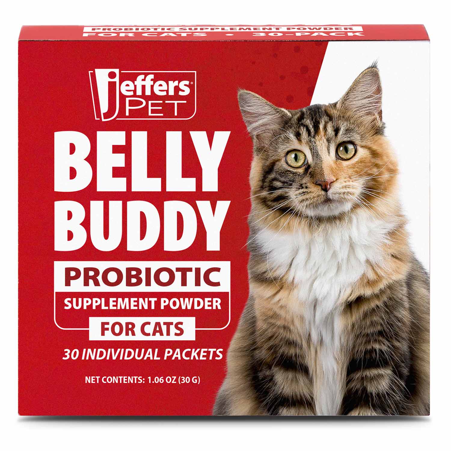 Jeffers BELLY BUDDY Probiotic Supplement Packets for Cats – Multi-Strain Digestive & Immune Support - Image 1