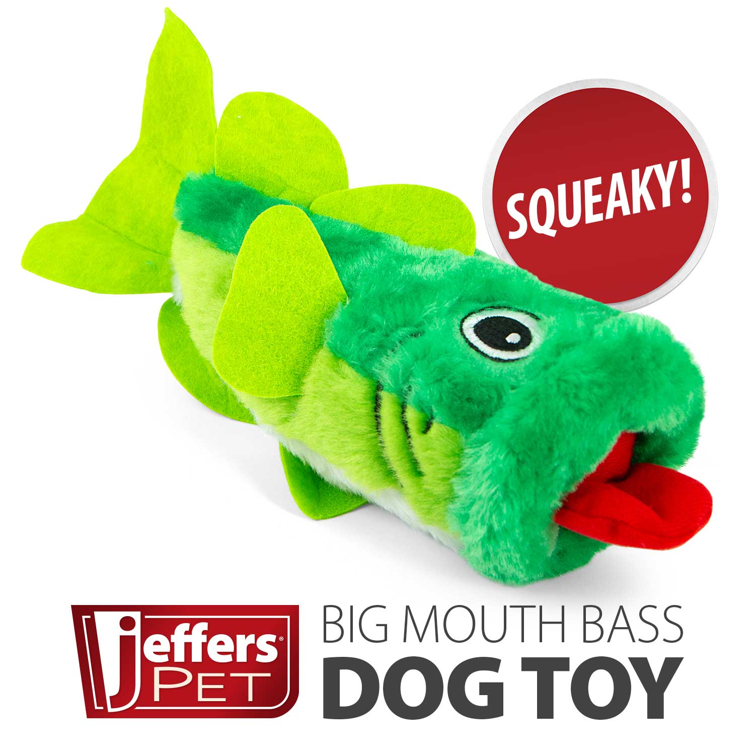 Jeffers Big Mouth Bass Plush Squeaker Dog Toy - Image 2