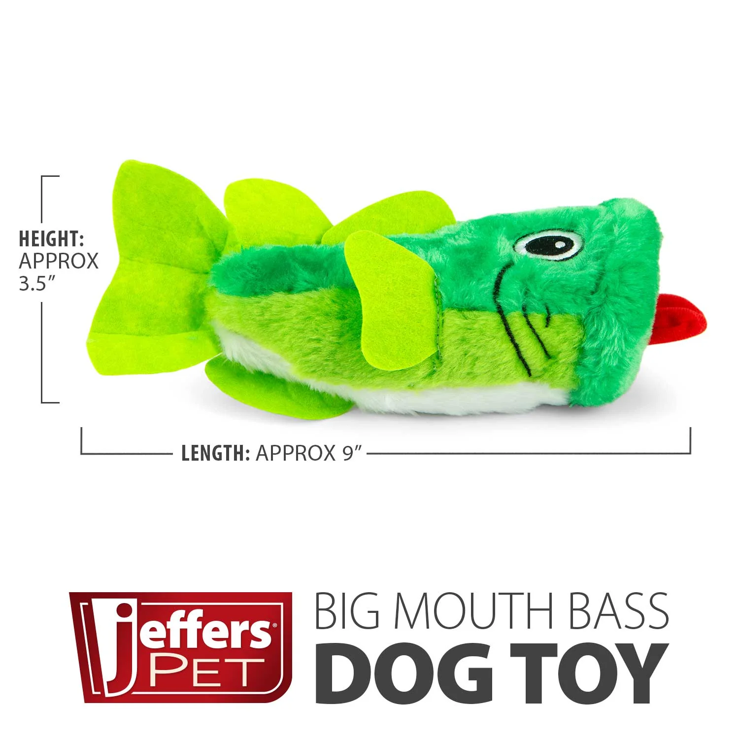 Jeffers Big Mouth Bass Plush Squeaker Dog Toy - Image 3