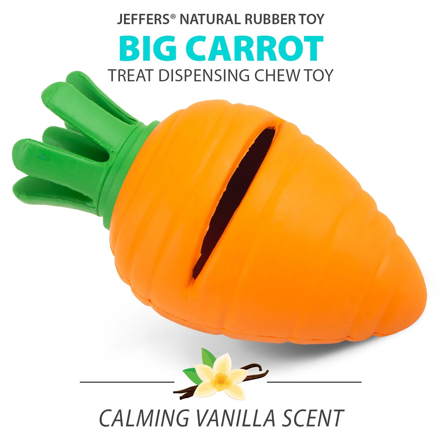Jeffers Carrot Natural Rubber Treat Dispensing Dental Dog Chew Toy with Slit - Image 3