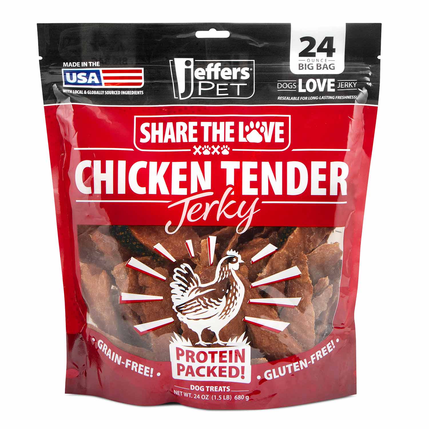 Jeffers Chicken Jerky Healthy Dog Treats, 24 oz - 100% Natural, Grain-free, Gluten-free, Made in USA - Image 1