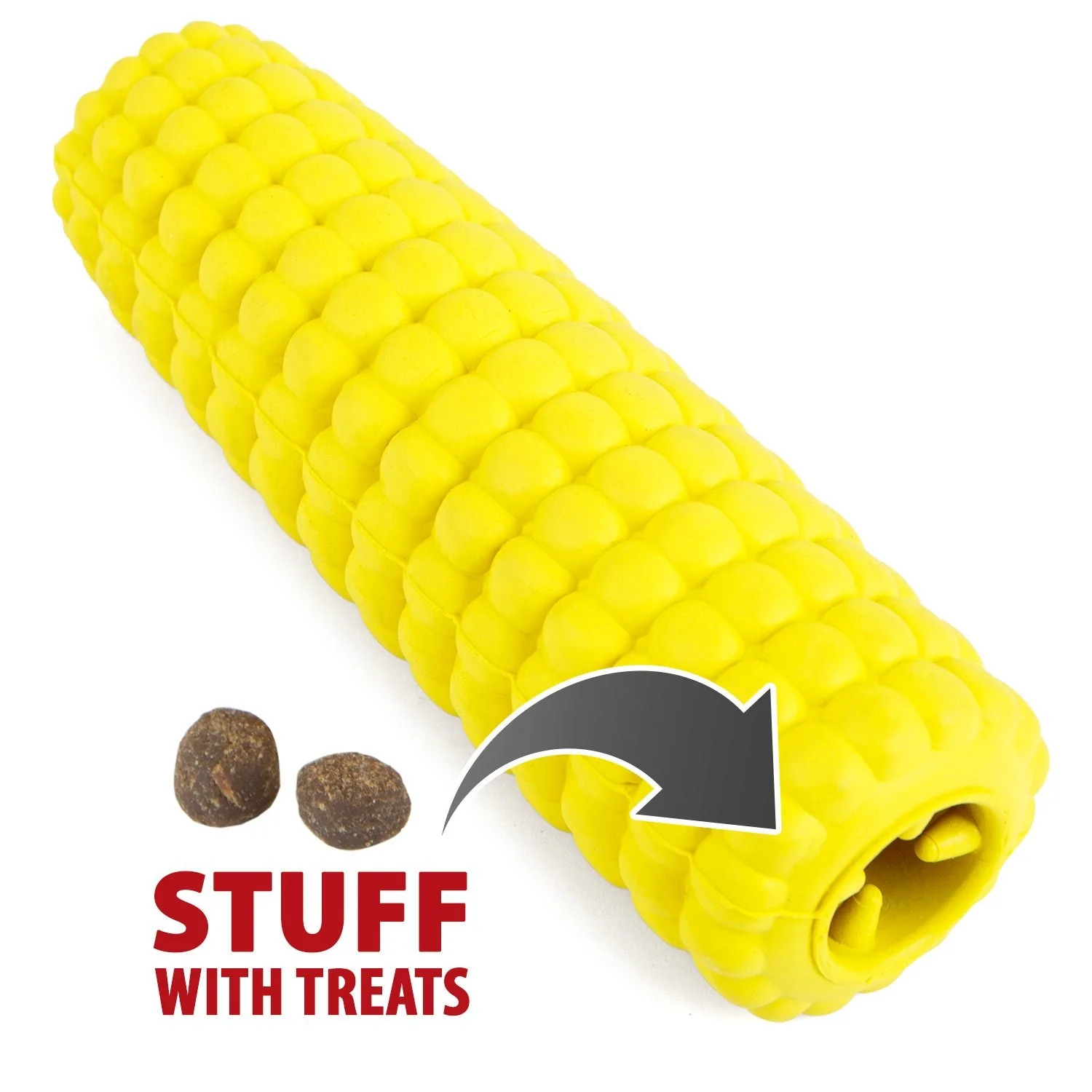 Jeffers Corn Cob Natural Rubber Treat Dispensing Dog Chew Toy with Dental Benefits - Image 1