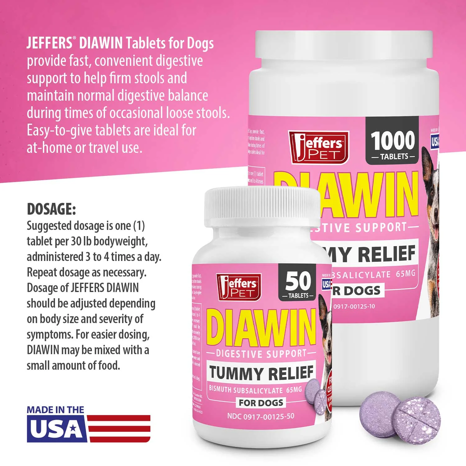 Jeffers Diawin Digestive Support for Dogs – Bismuth Tummy Relief for Diarrhea - Image 3