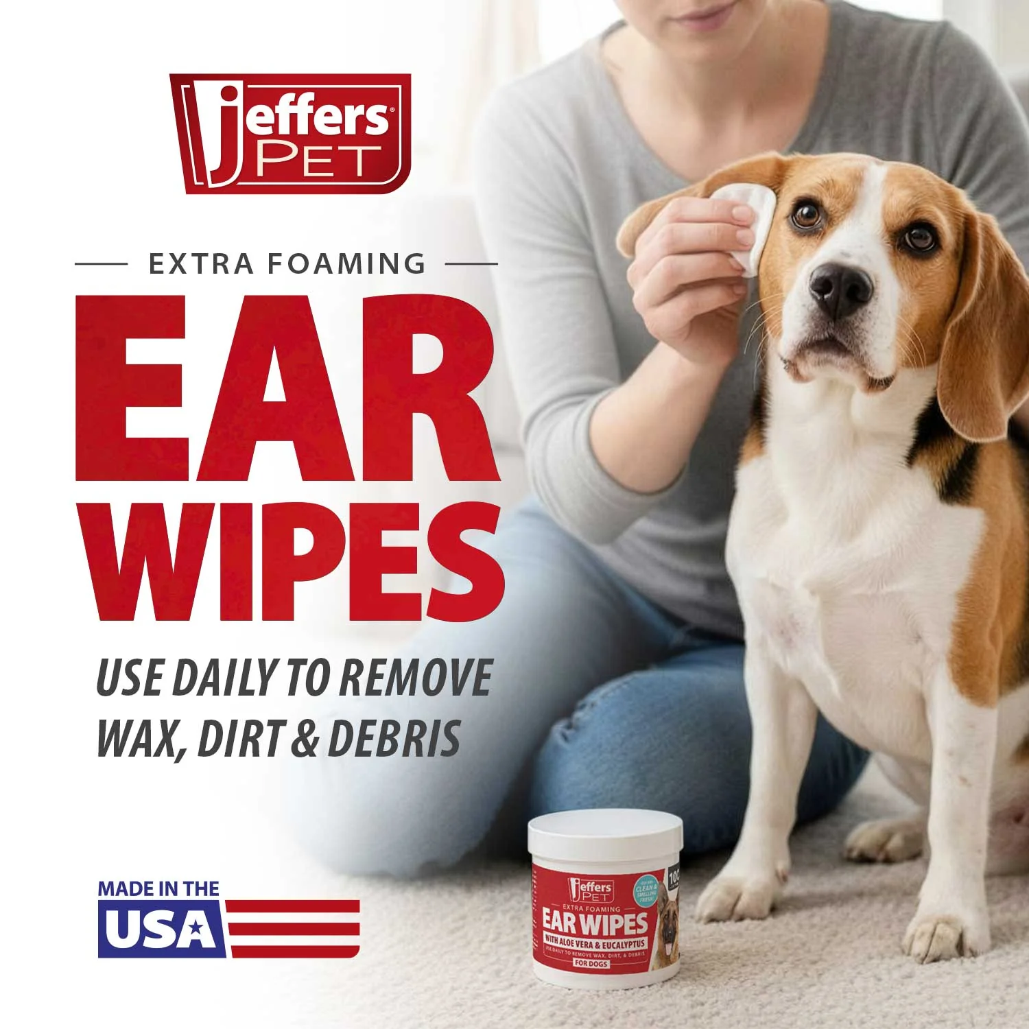 Jeffers Dog Ear Cleaning Wipes, 100 ct - Image 3