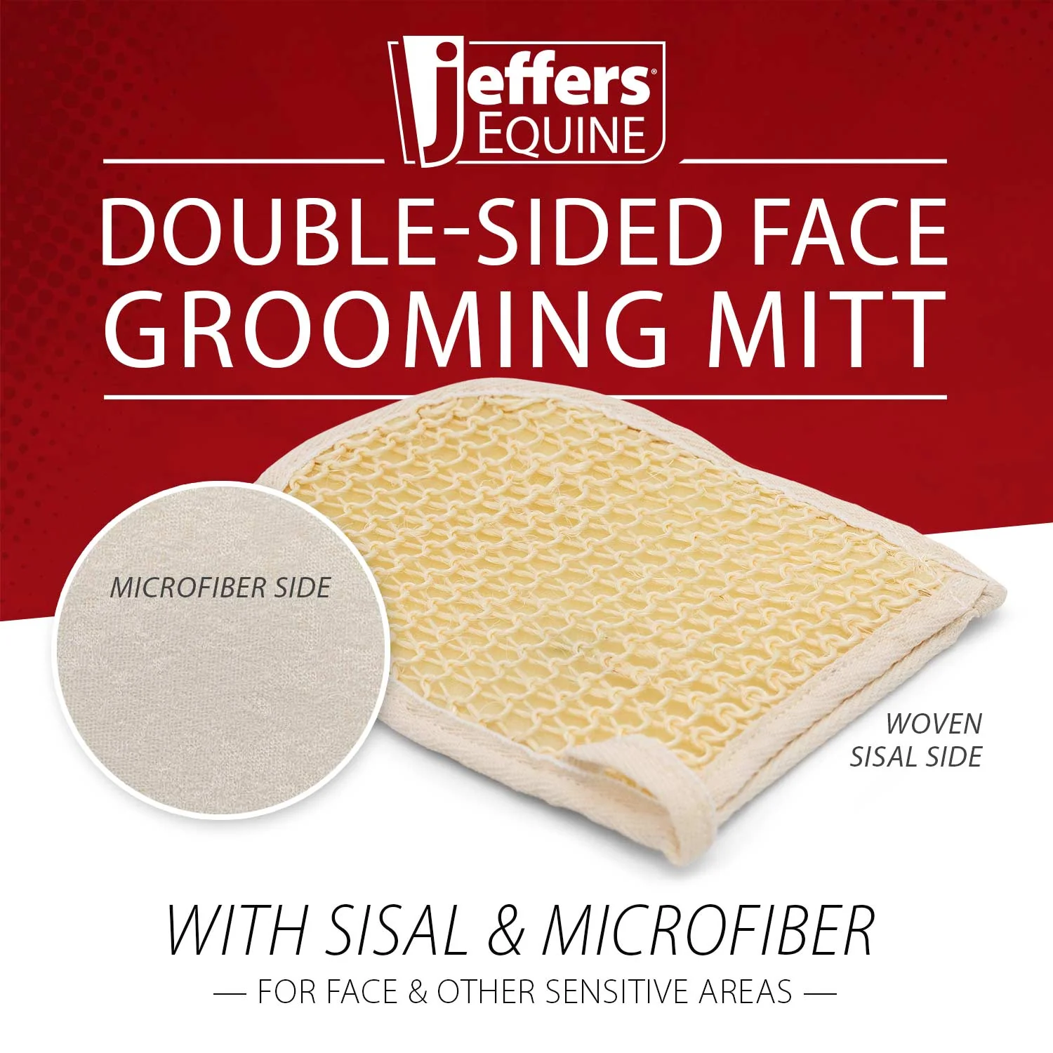 Jeffers Double-Sided Sisal/Microfiber Face Grooming Mitt for Horses - Image 3
