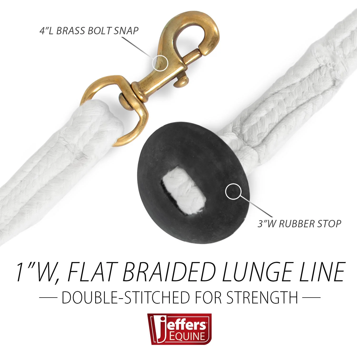 Jeffers Equine Braided Cotton Lunge Line with Rubber Stopper, 25' L - Image 3