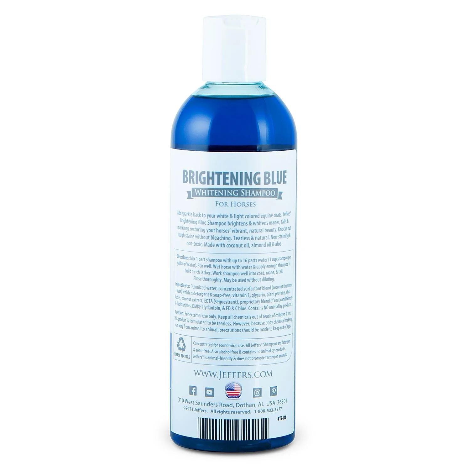 Jeffers Equine BRIGHTENING BLUE Whitening Horse Shampoo - Image 2