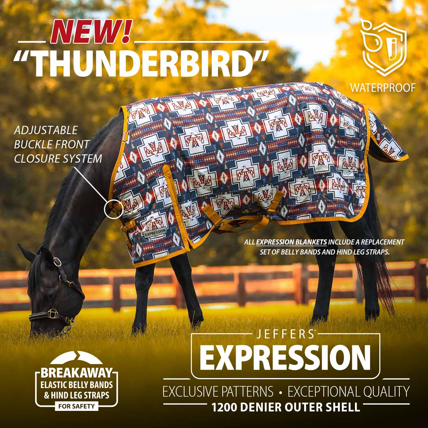 Jeffers Expression 1200 Denier Standard Neck Horse Turnout Sheet, 0 Gram - Image 3