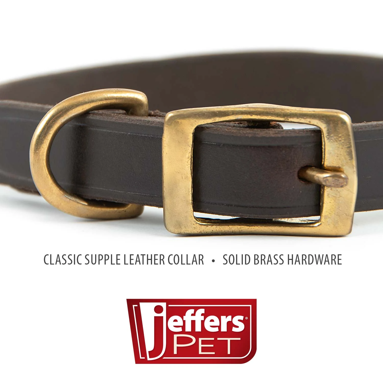 Jeffers Flat Latigo Leather Dog Collar with Brass Hardware - Image 3