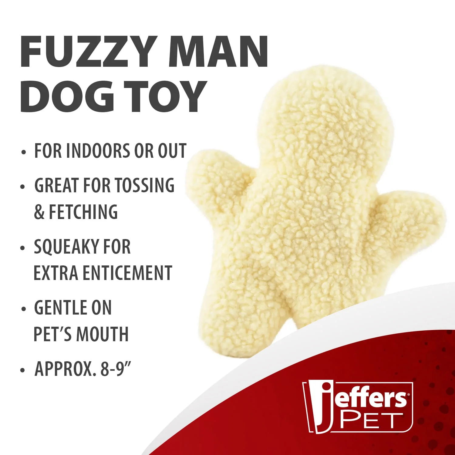 Jeffers Fuzzy Shapes Squeaker Dog Toys, Natural Color, Star/Man/Bone - Image 2