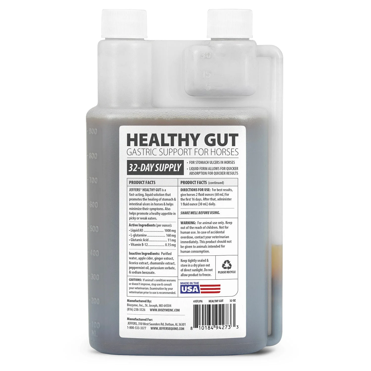 Jeffers Healthy Gut Gastric Support Liquid Supplement for Horses - Image 2