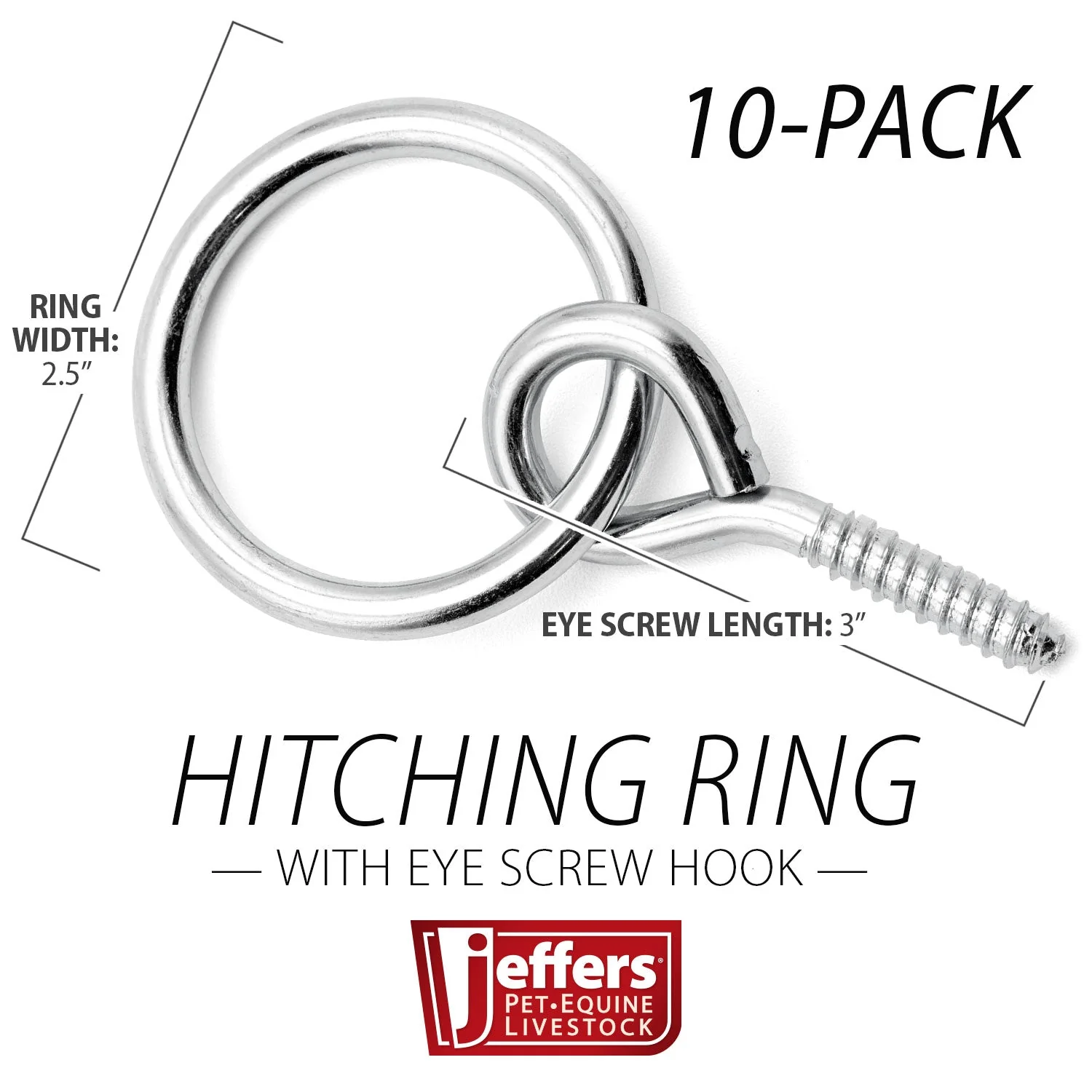 Jeffers Hitching Ring with Eye Screw Hook - Image 3
