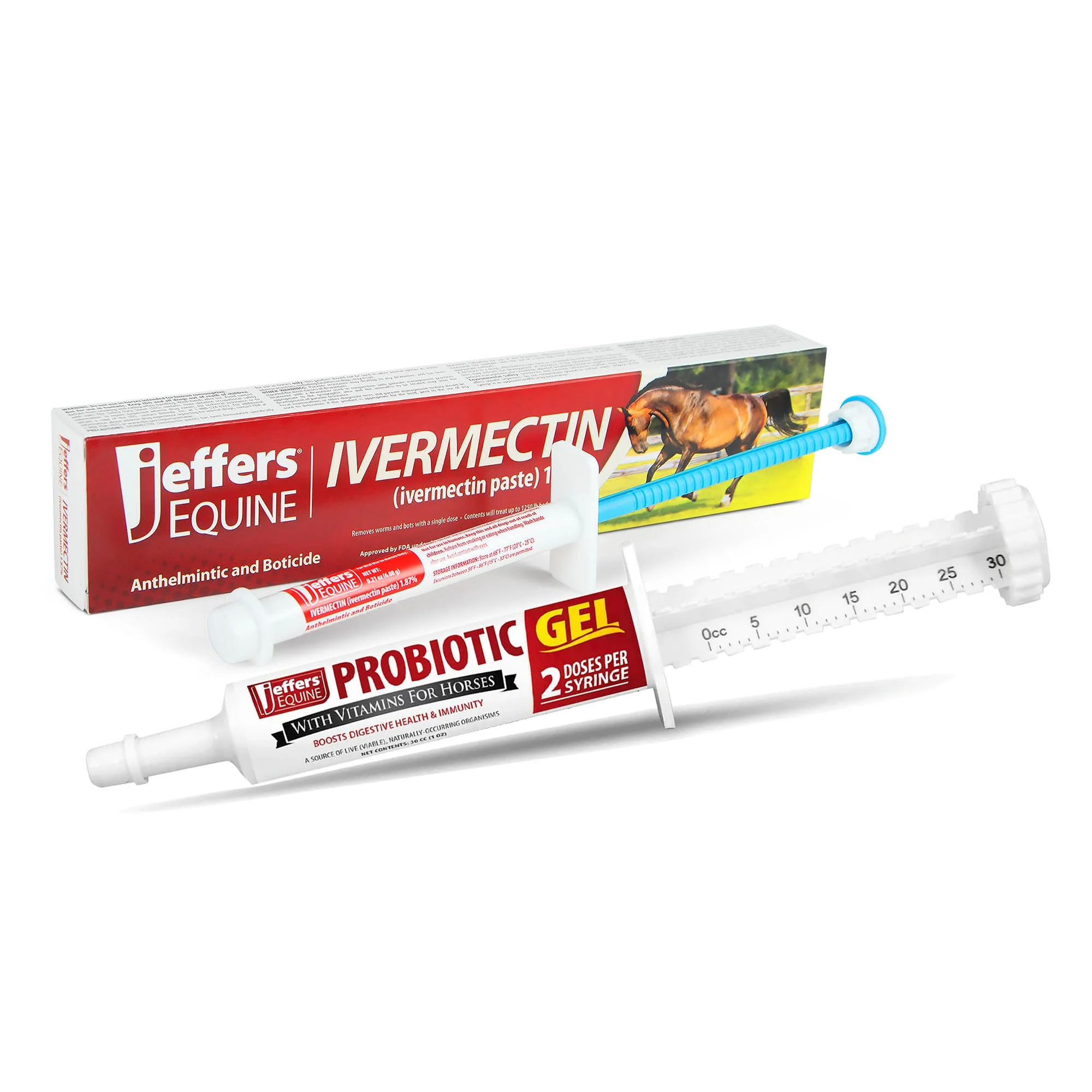 Jeffers IverPro 2 Pack Horse Dewormer Paste with Probiotic Gel, Ivermectin 1.87% Equine Parasite Control & Digestive Support - Image 1