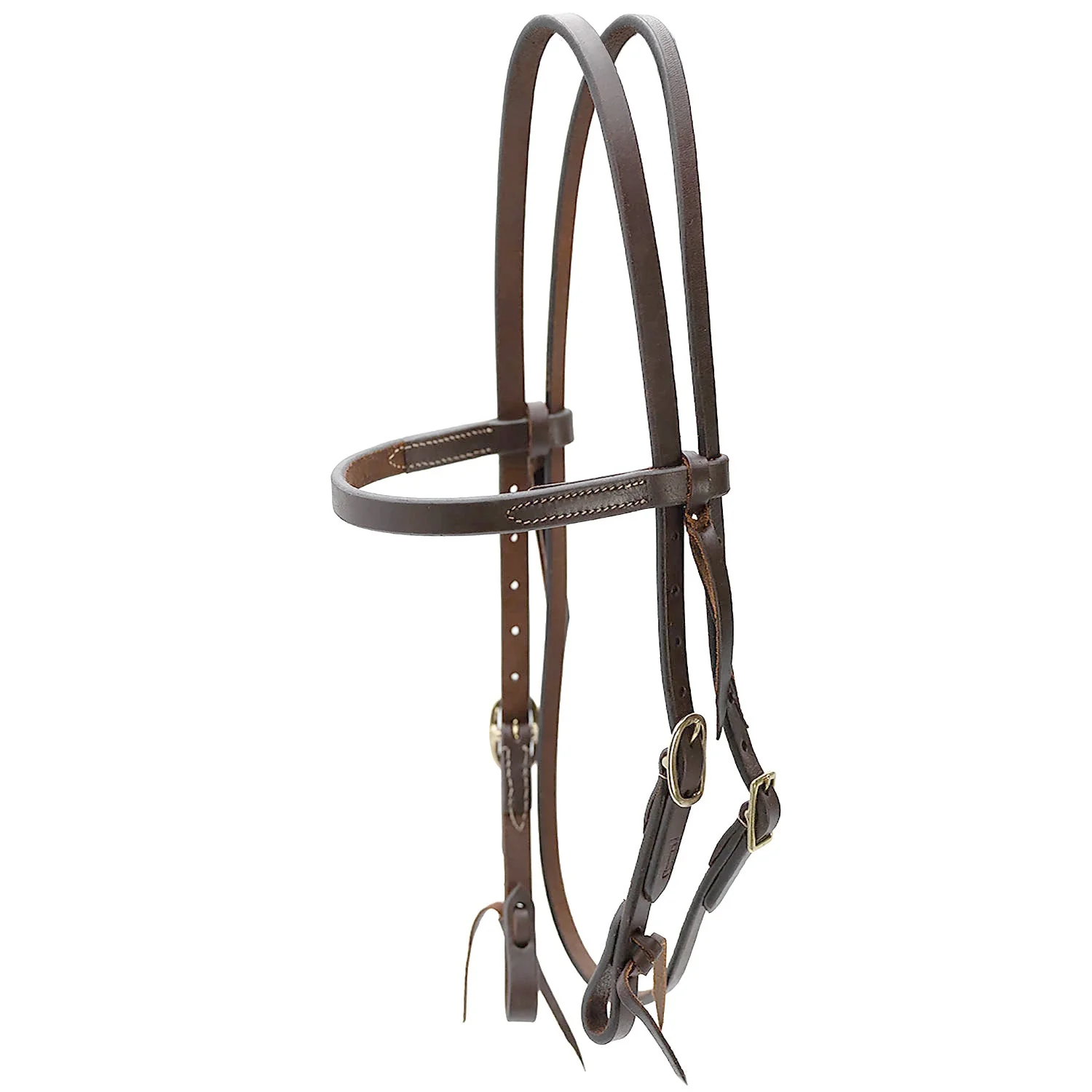 Jeffers LuxeLeather Heavy Oiled Browband Headstall with Water Tie Bit Ends for Horses - Image 1