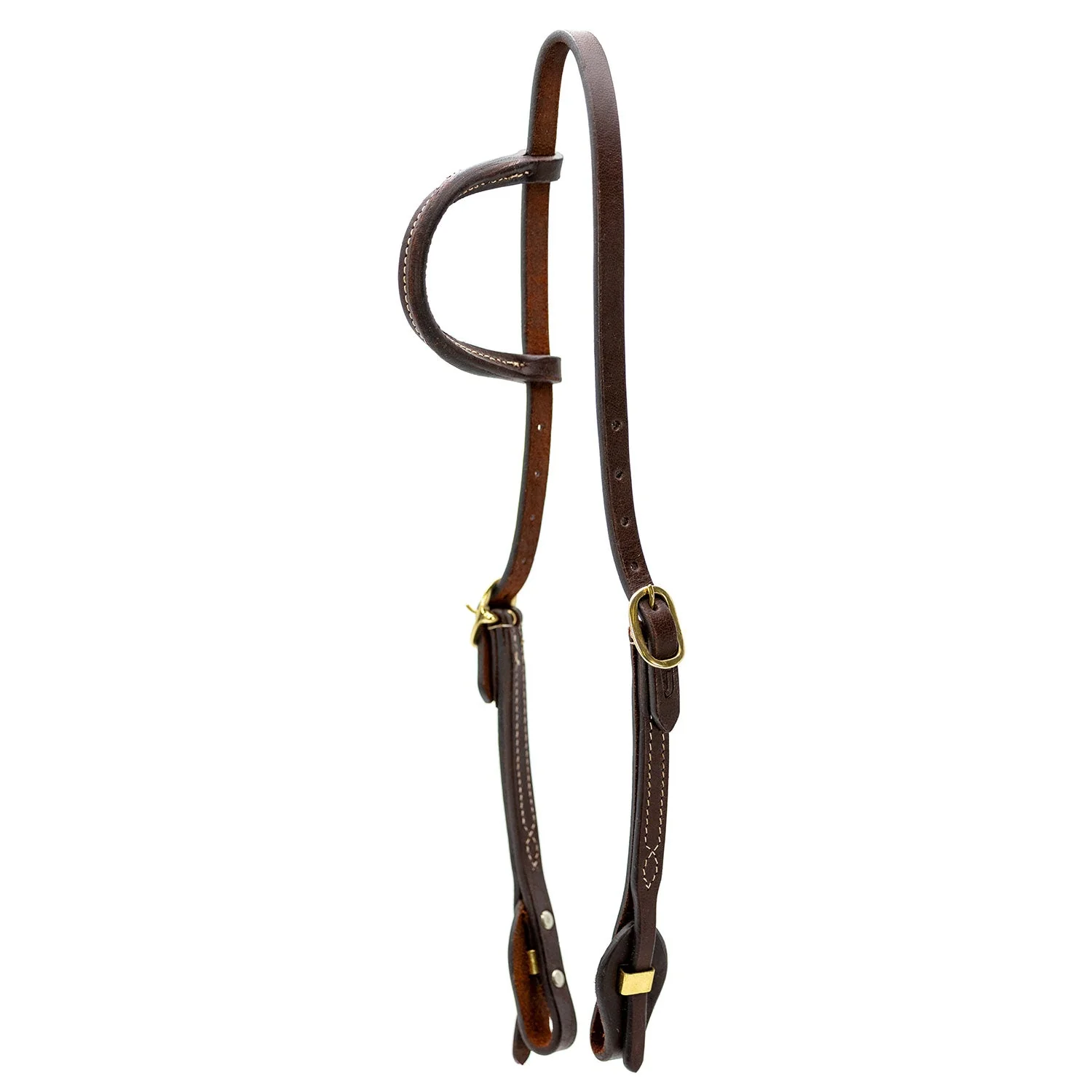 Jeffers LuxeLeather Heavy Oiled Sliding Ear Headstall with Quick Change Bit Ends for Horses - Image 1