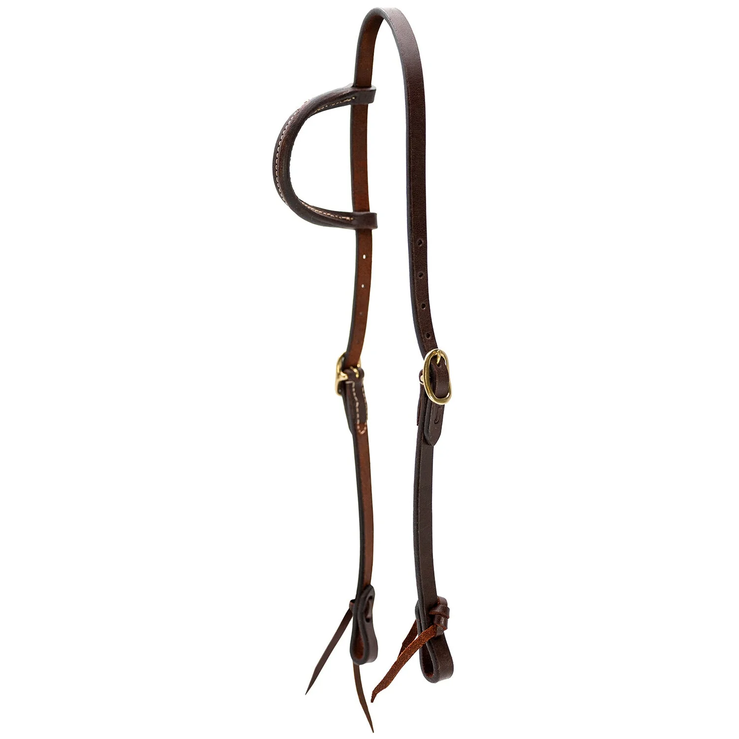 Jeffers LuxeLeather Heavy Oiled Sliding Ear Headstall with Water Tie Bit Ends for Horses - Image 1