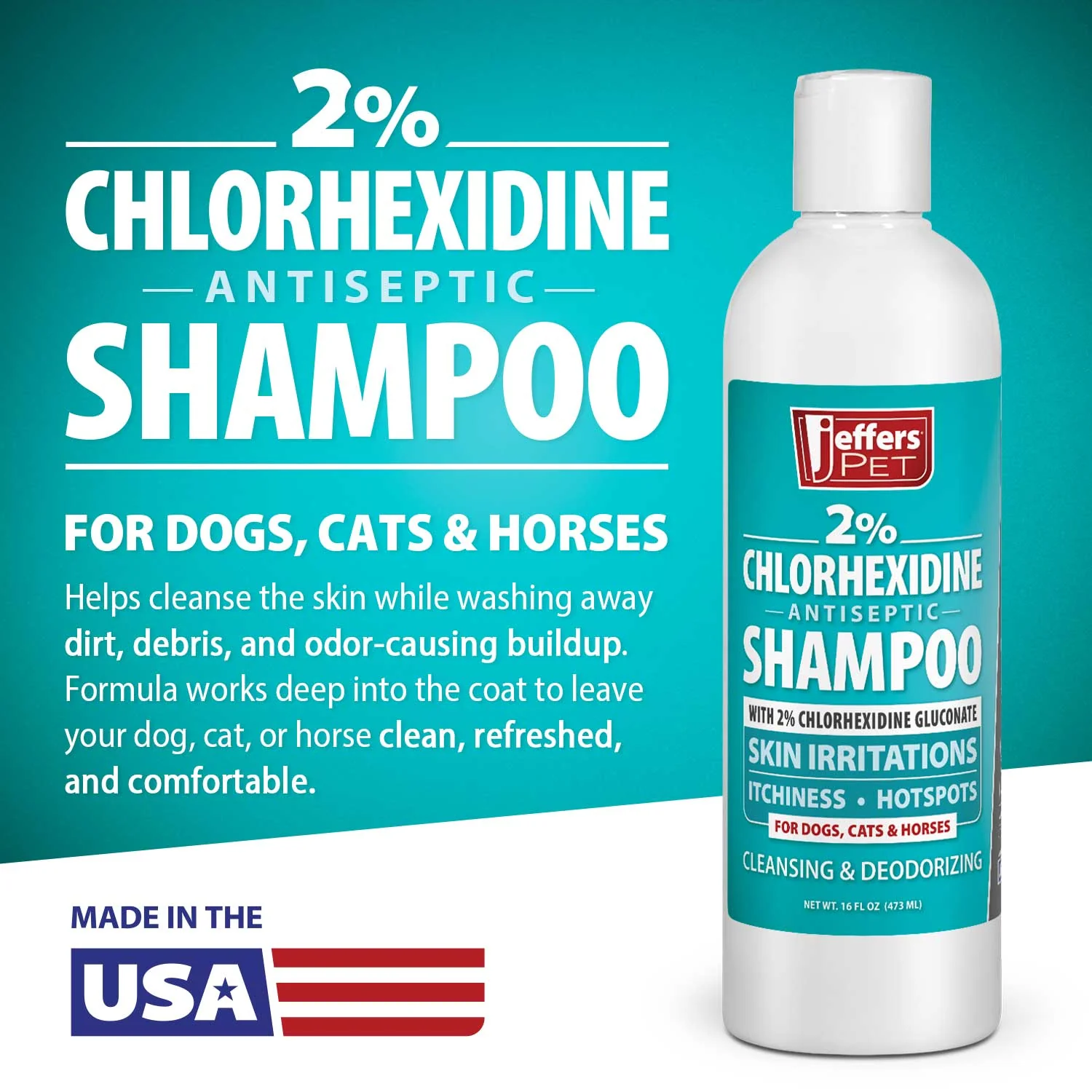 Jeffers Medicated 2% Chlorhexidine Shampoo for Dogs, Cats & Horses - Image 2