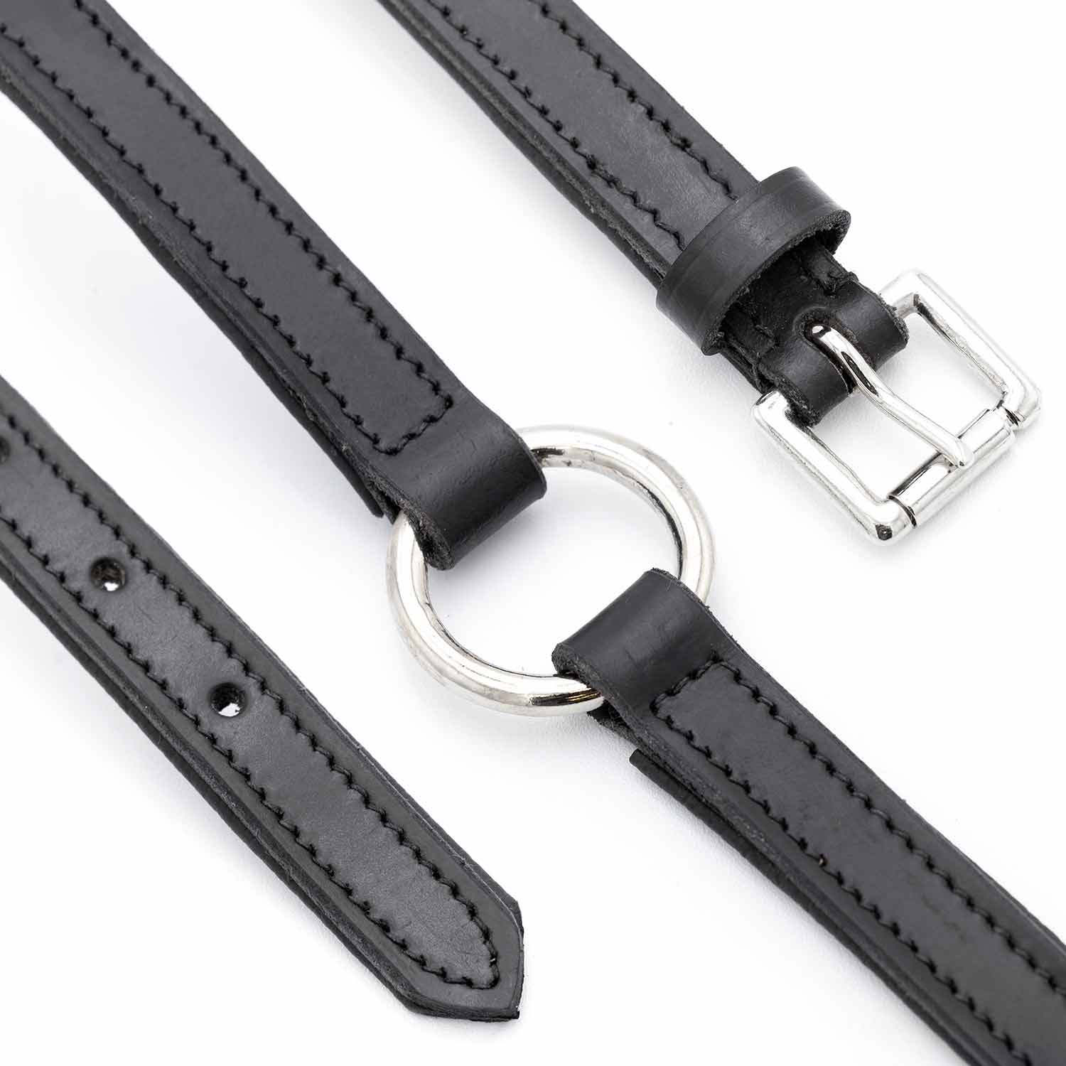 Jeffers Padded Black Leather Dog Collars with O-Ring and Nickel Hardware - Image 3