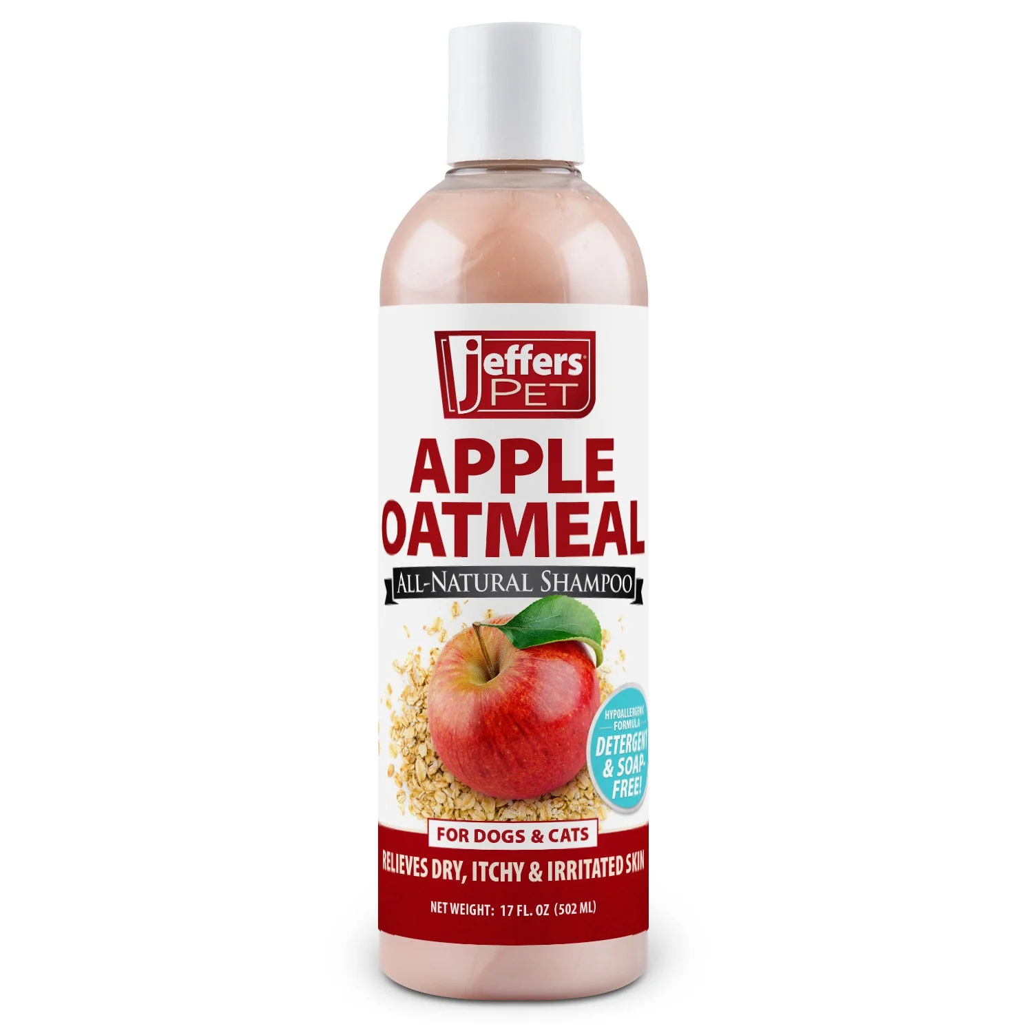 Jeffers Pet Apple Oatmeal All-Natural Hypoallergenic Dry Skin Shampoo for Dogs and Cats - Image 1