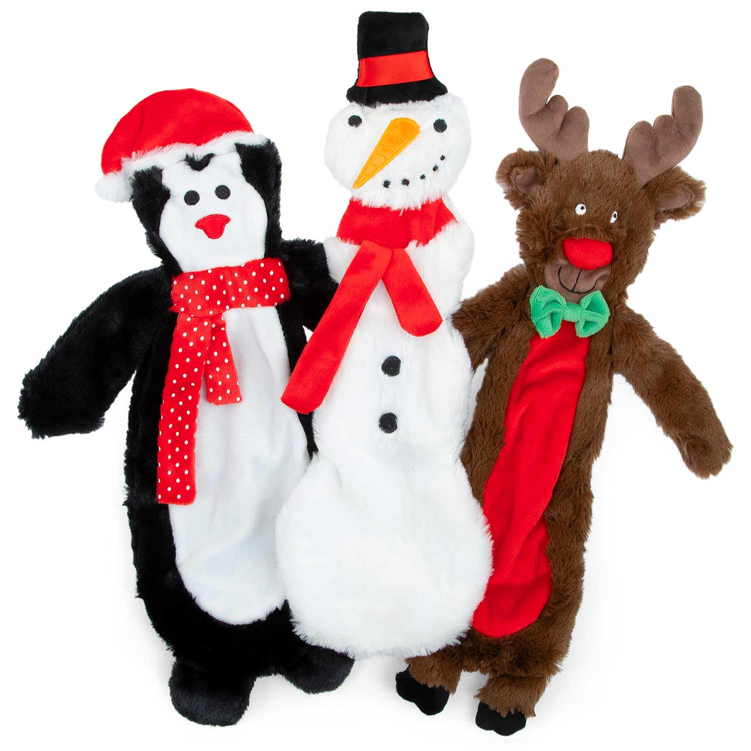 Jeffers Pet Christmas Characters Unstuffed Plush Squeaker Dog Toys, 12"L - Image 1
