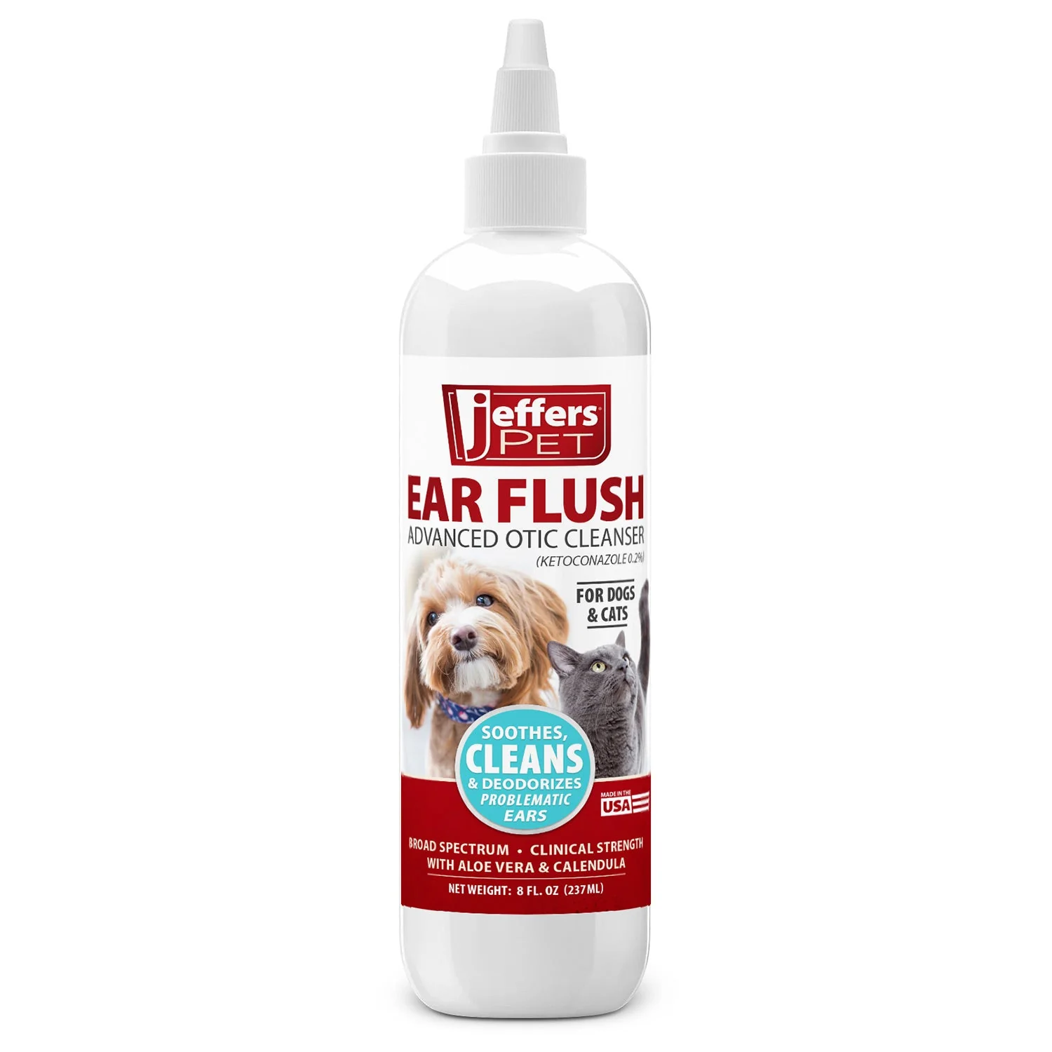 Jeffers Pet Ear Flush Advanced Ear Cleanser with Ketoconazole for Dogs & Cats - Image 2