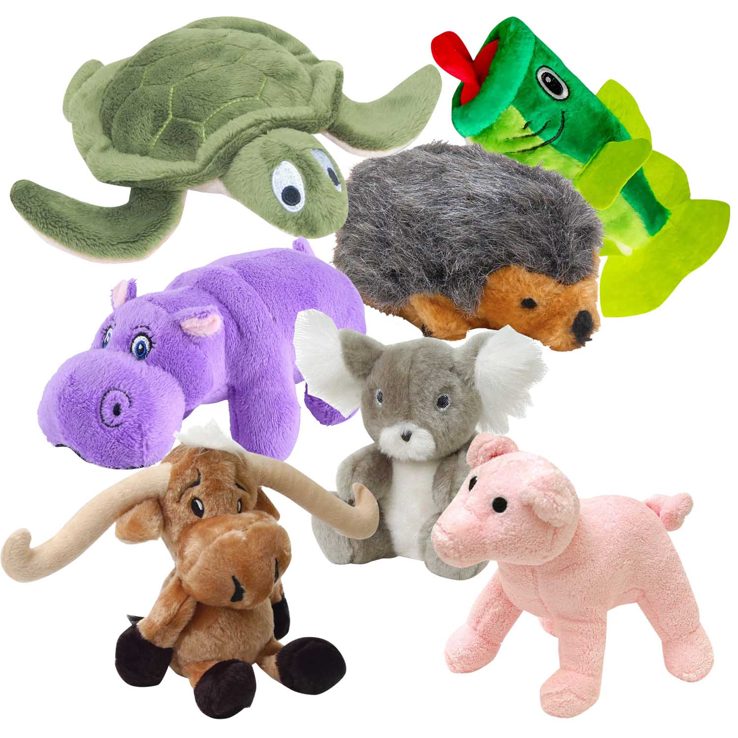 Jeffers Plush Animals Share the Love Squeaker Dog Toys, 7 Piece Kit - Image 1