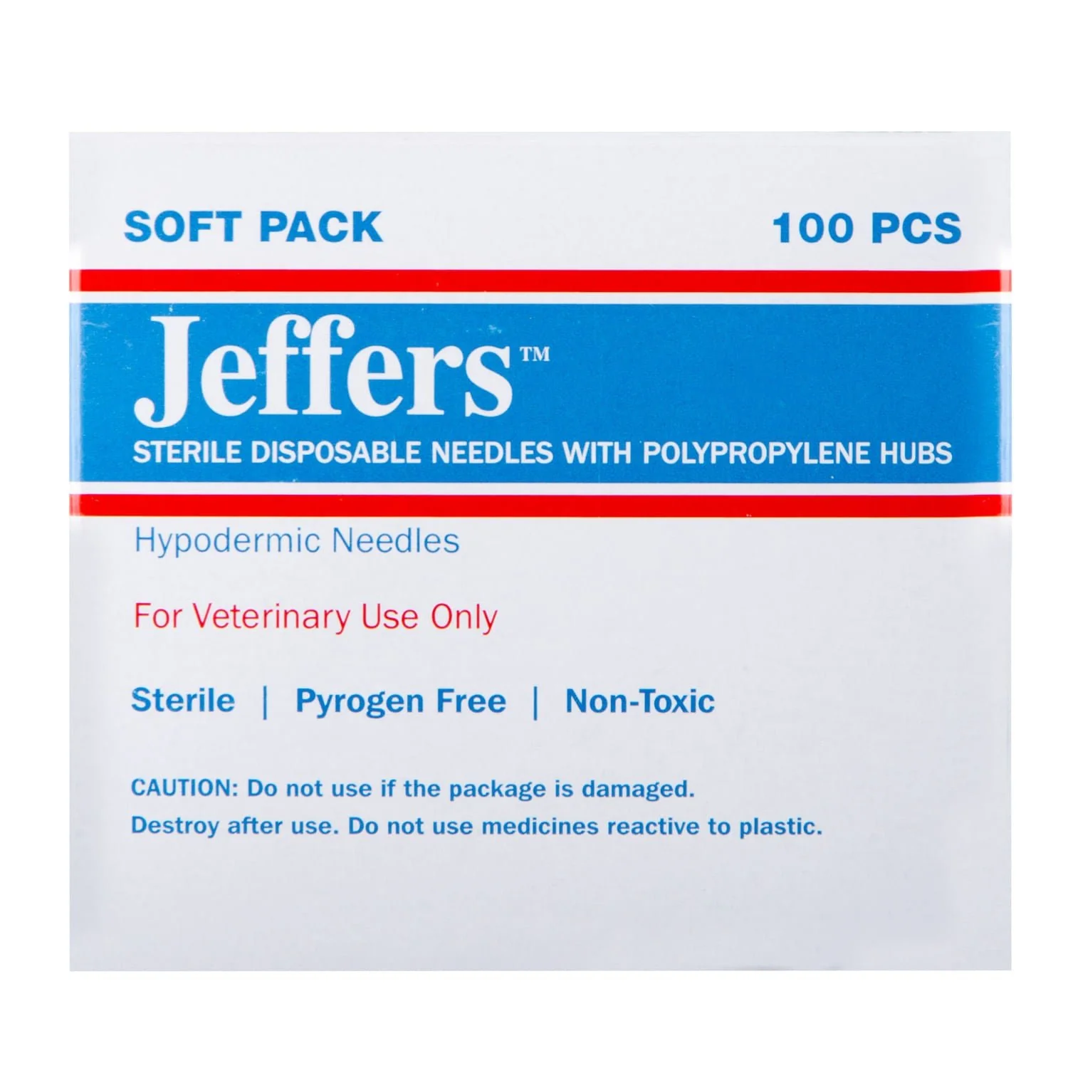Jeffers Poly Hub Hypodermic Needles for Veterinary Use, Box of 100 - Image 1
