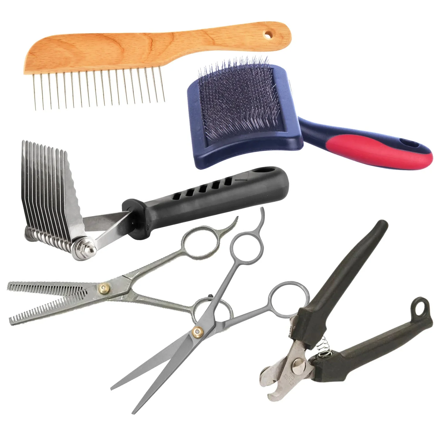 Jeffers Poodle & Long-Hair Dog Grooming Tools, 6 Piece Kit - Image 1