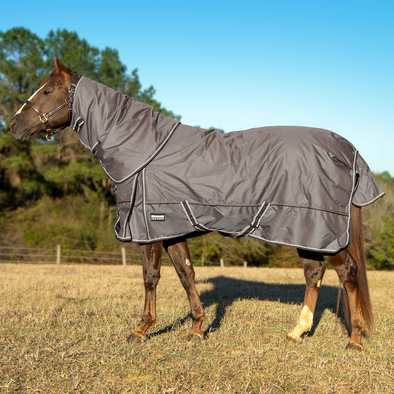 Jeffers Poplar Head "Defense" 1680 Denier Turnout Blanket with Detachable Neck, 360 Gram, Plymouth Brown - Image 1