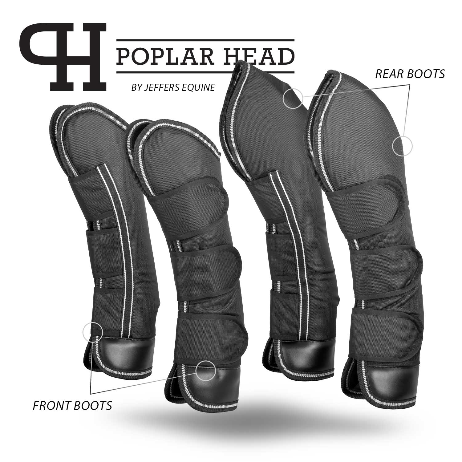 Jeffers Poplar Head Horse Shipping Boots, 4-Pack with Carry Bag - Image 1