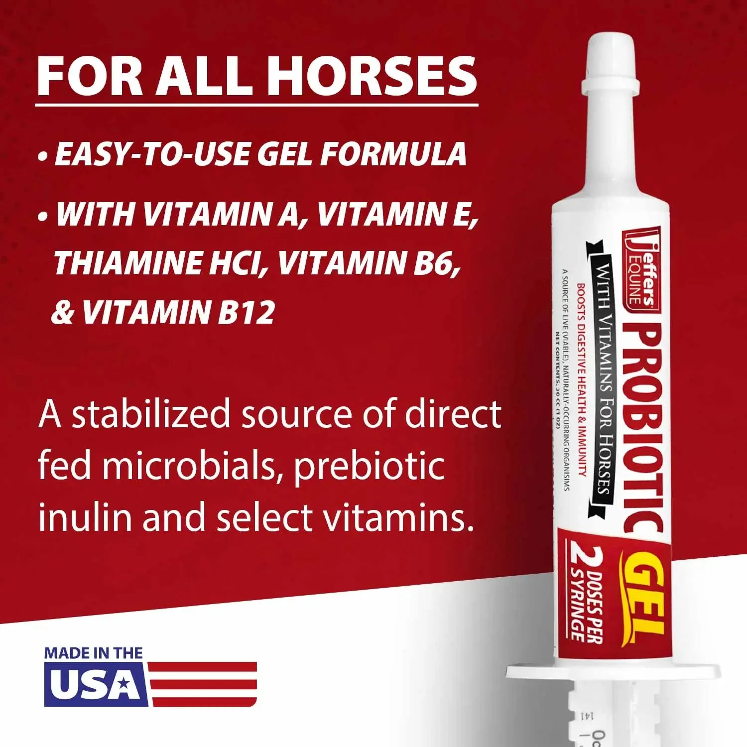 Jeffers Probiotic Gel for Horses, 2 Dose Syringe - Image 2