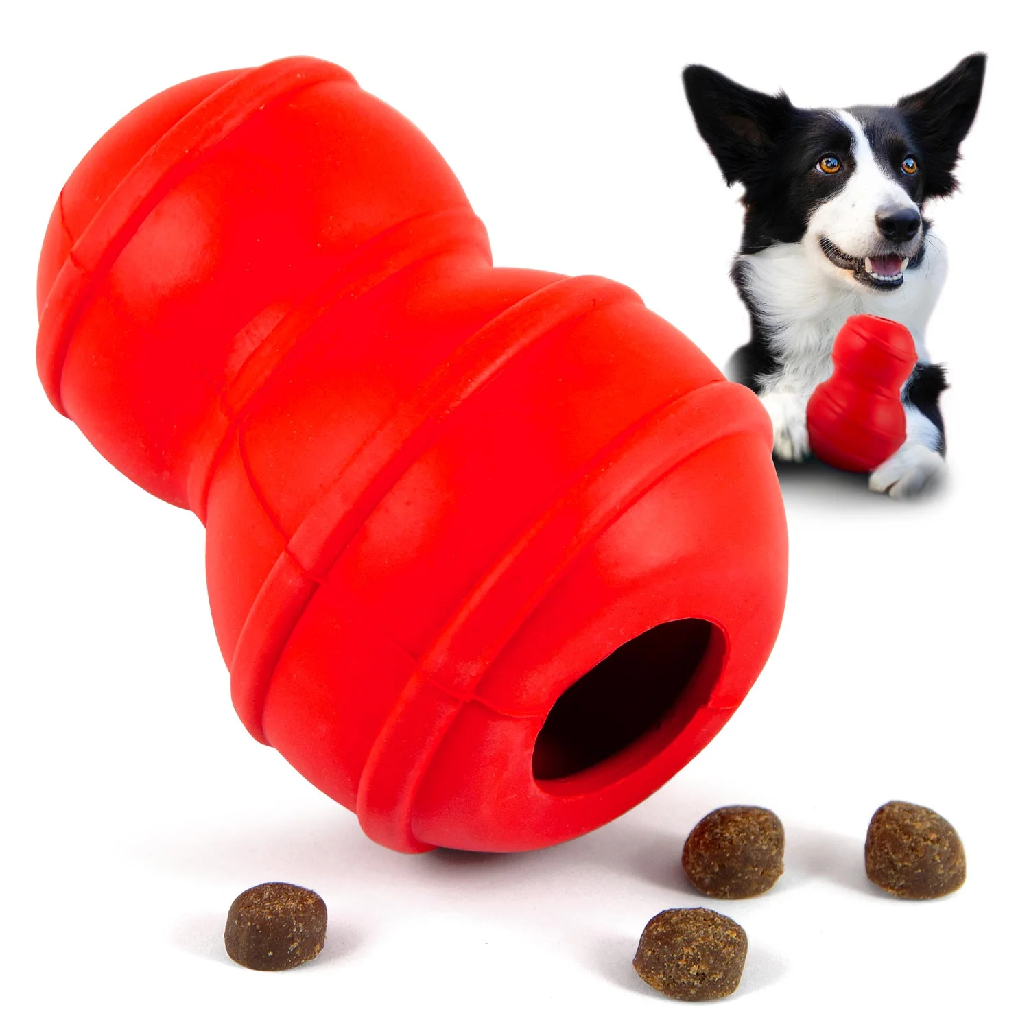 Jeffers Red Classic Stuffable Fetch & Chew Natural Rubber Treat Dispensing Dental Dog Toy - Image 1