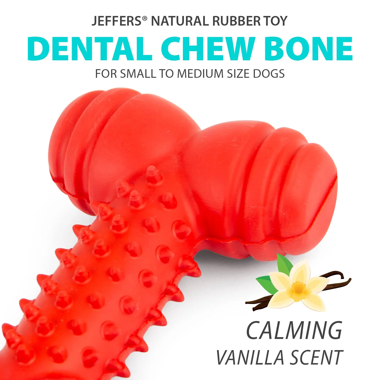 Jeffers Red Dental Bone Natural Rubber Dog Chew Toy for Healthy Teeth and Gums - Image 2