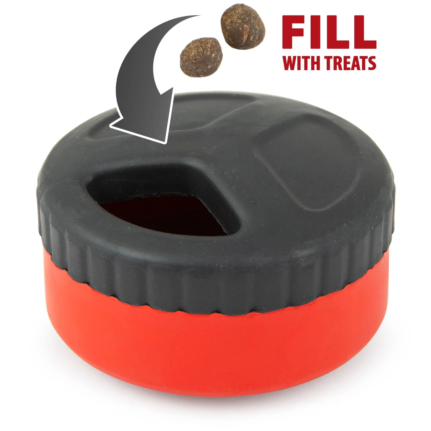 Jeffers Red Hockey Puck Natural Rubber Treat Dispensing Dental Dog Chew Toy - Image 1