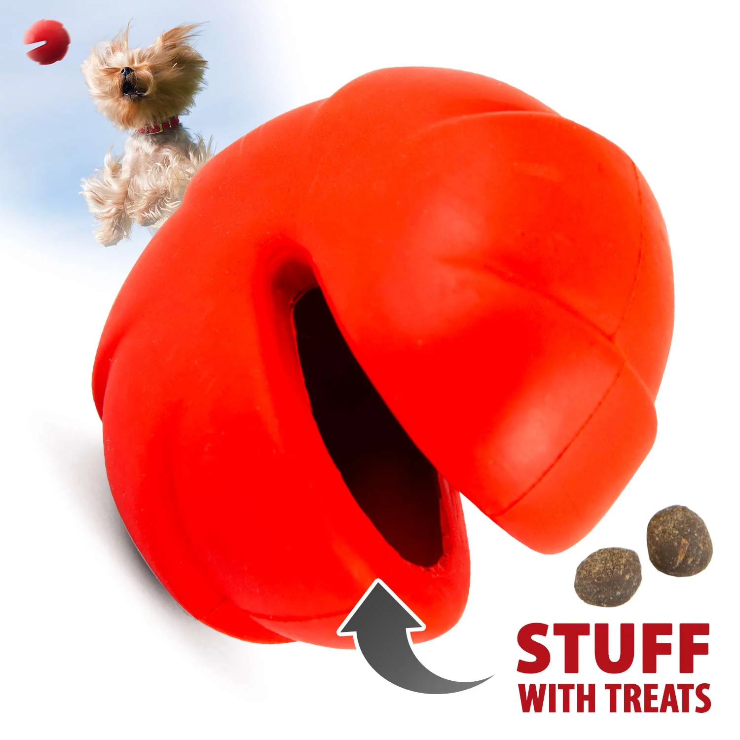 Jeffers Red Millipede Natural Rubber Treat Dispensing Dental Dog Chew Toy - Image 1