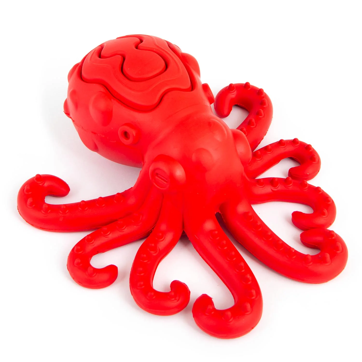 Jeffers Red Octopus Natural Rubber Treat Dispensing Dental Dog Chew Toy - Image 1