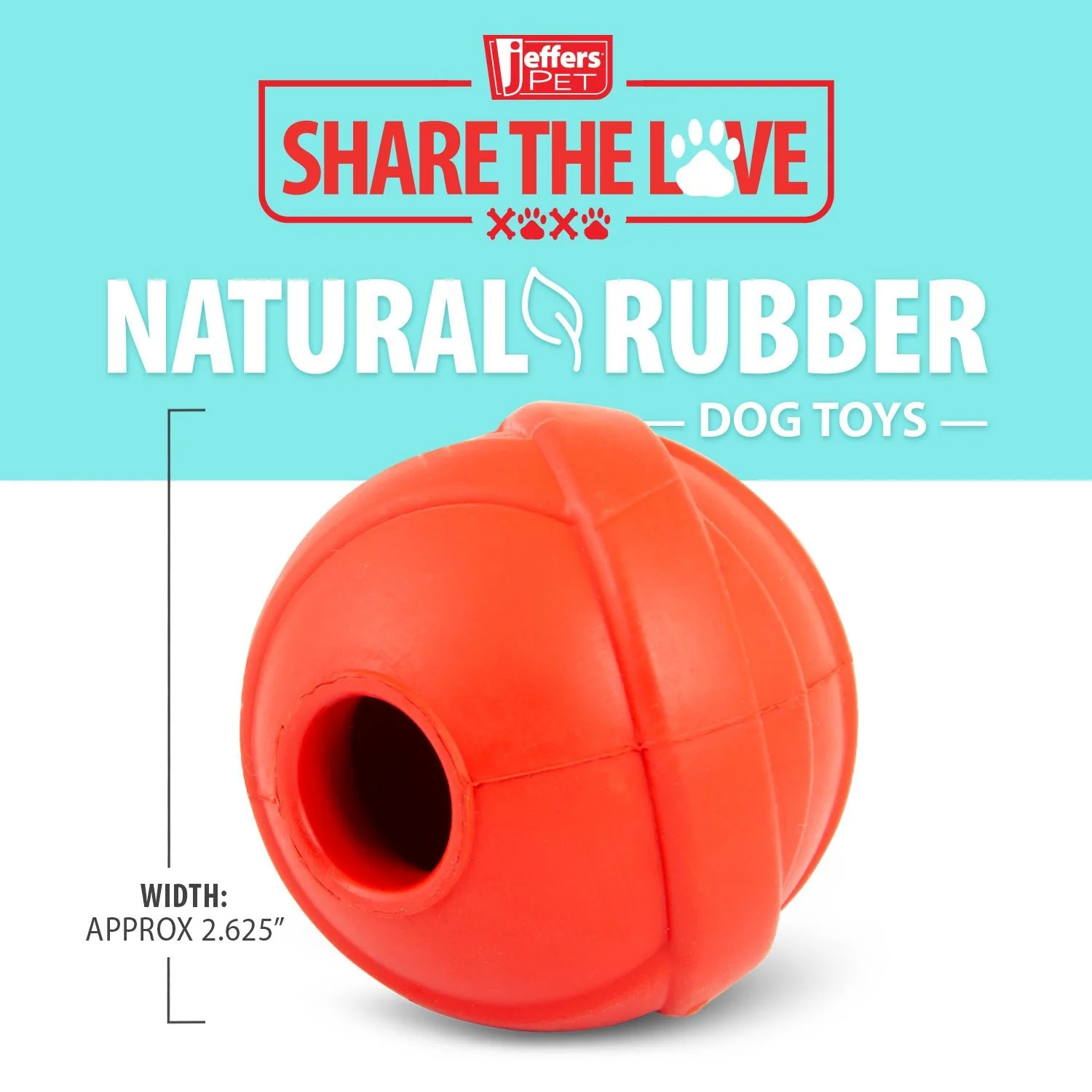 Jeffers Red Orbits Ball Natural Rubber Dental Treat Dispensing Dog Chew Toy - Image 3