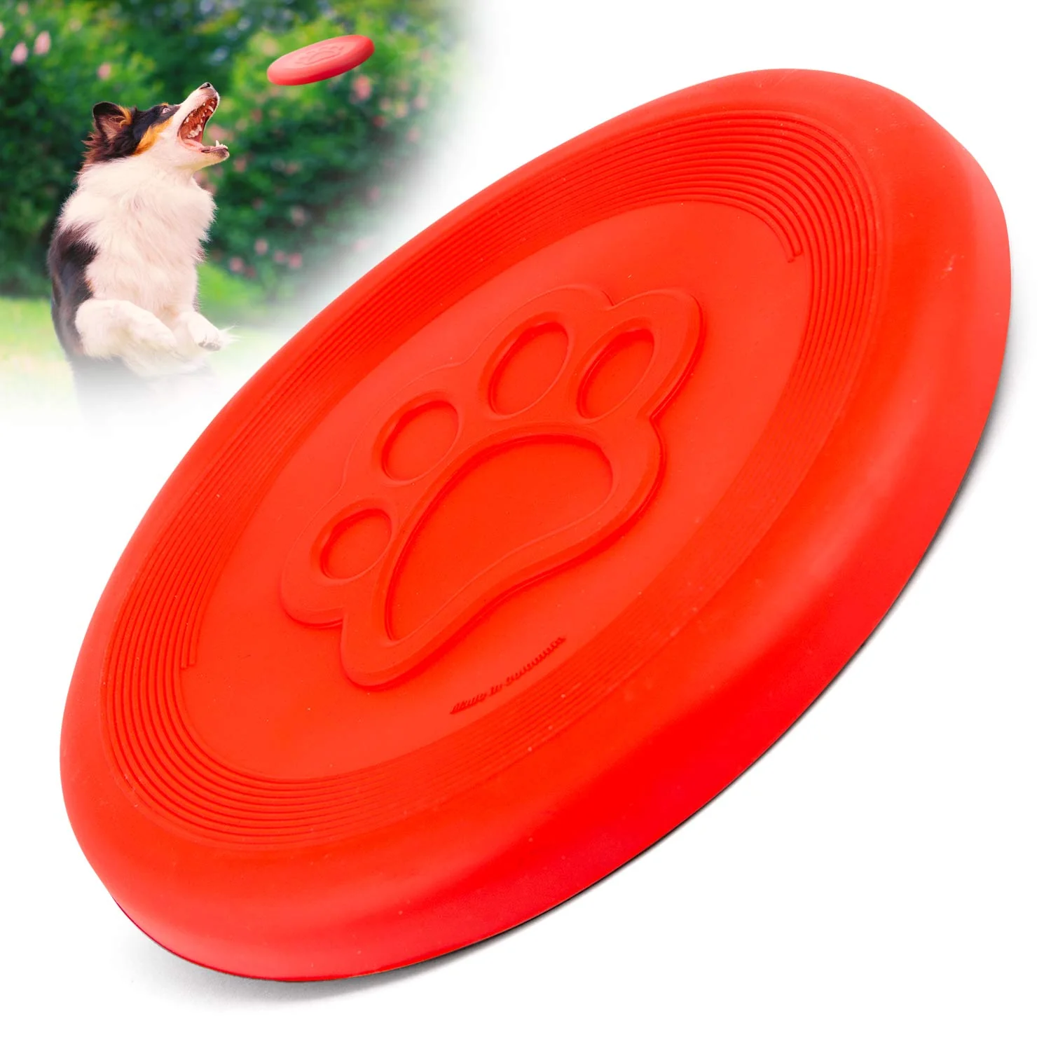 Jeffers Red Paw Frisbee Natural Rubber Dog Toy for Fetching & Chewing - Image 1