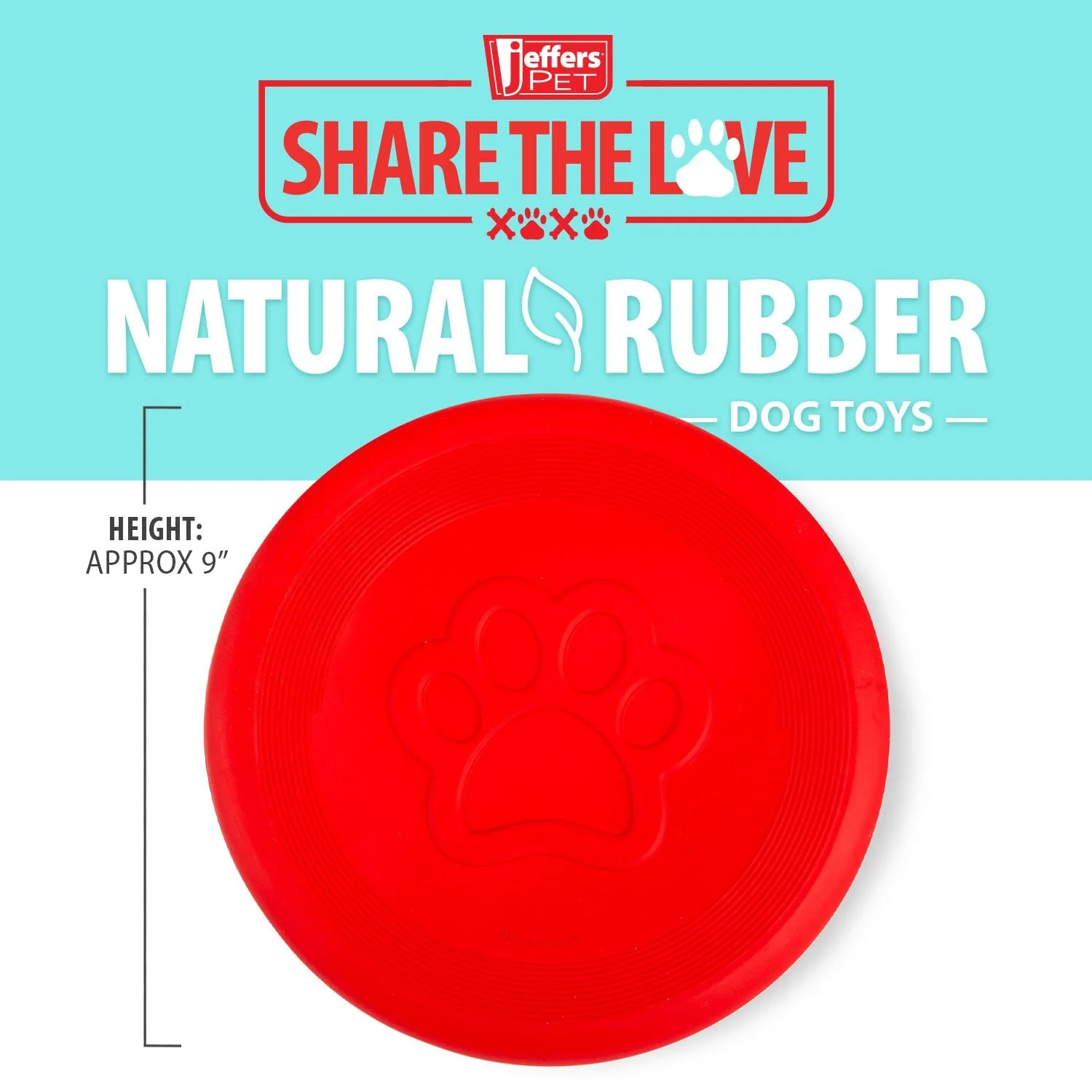 Jeffers Red Paw Frisbee Natural Rubber Dog Toy for Fetching & Chewing - Image 3