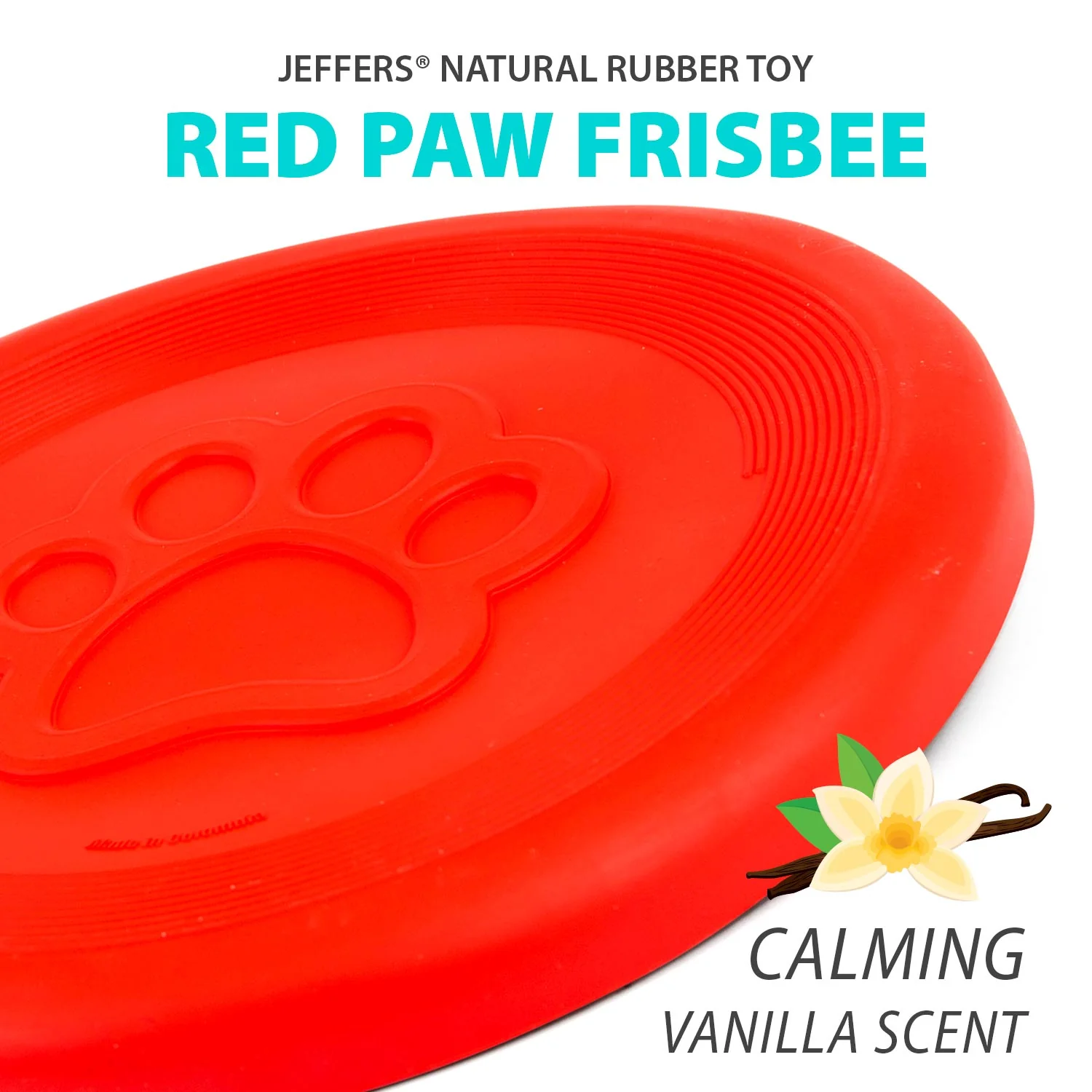 Jeffers Red Paw Frisbee Natural Rubber Dog Toy for Fetching & Chewing - Image 2
