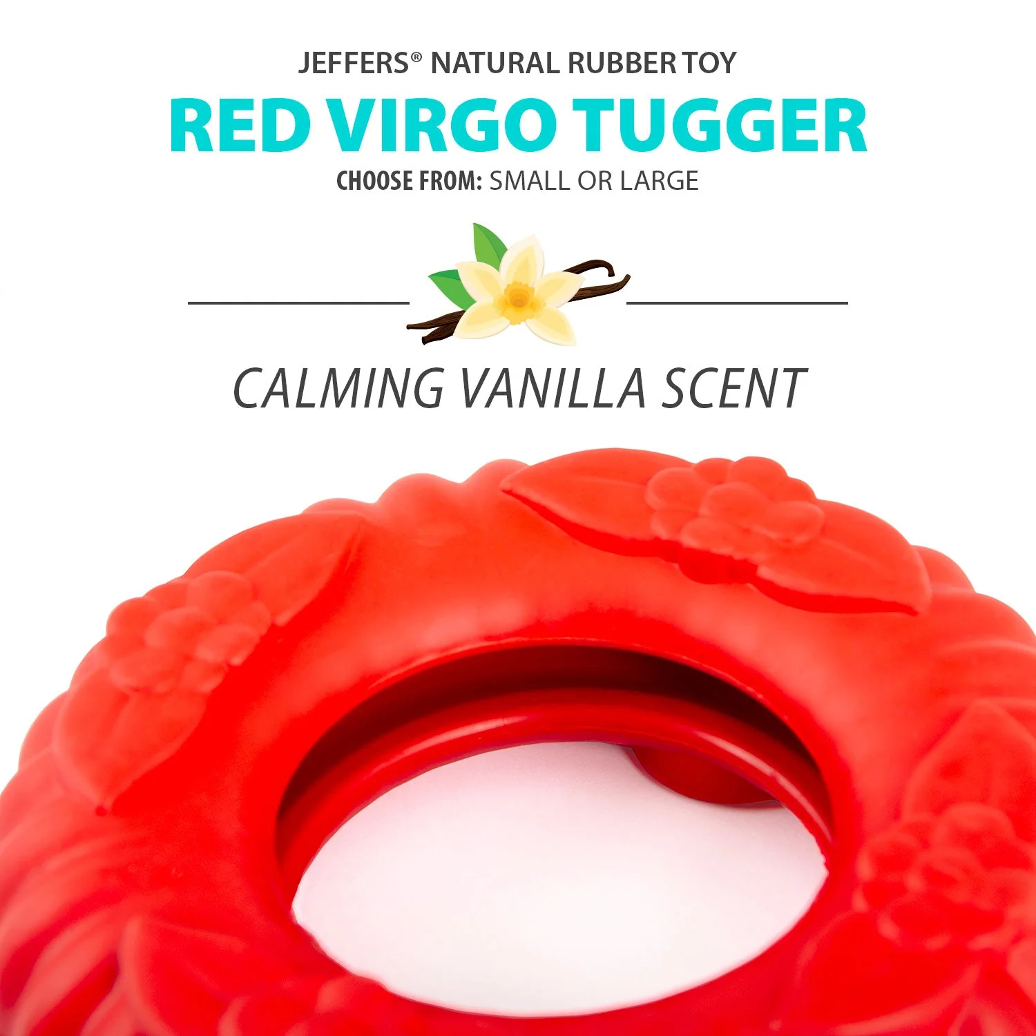 Jeffers Red Virgo Tugger Natural Rubber Dog Dental Chew Toy for Interactive or Solo Play - Image 2