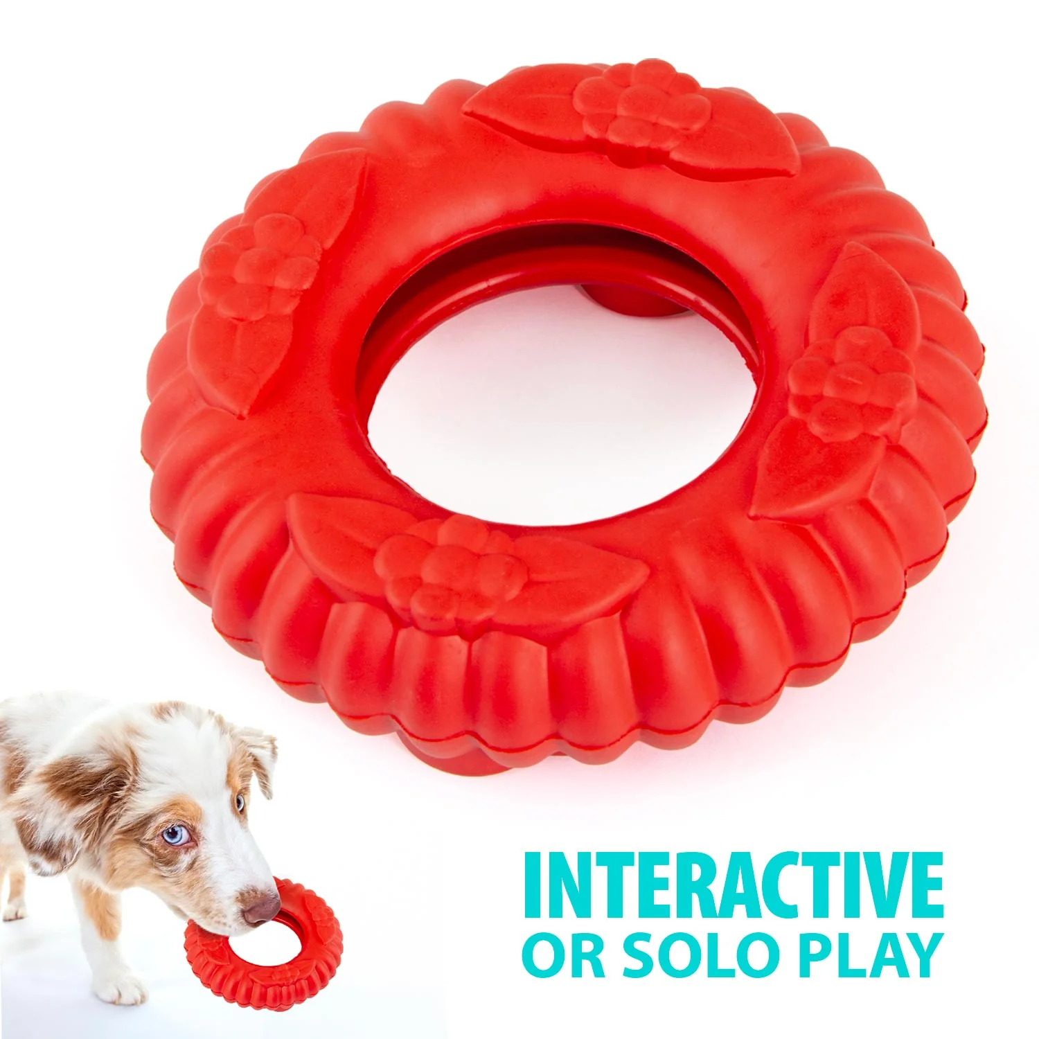 Jeffers Red Virgo Tugger Natural Rubber Dog Dental Chew Toy for Interactive or Solo Play - Image 1
