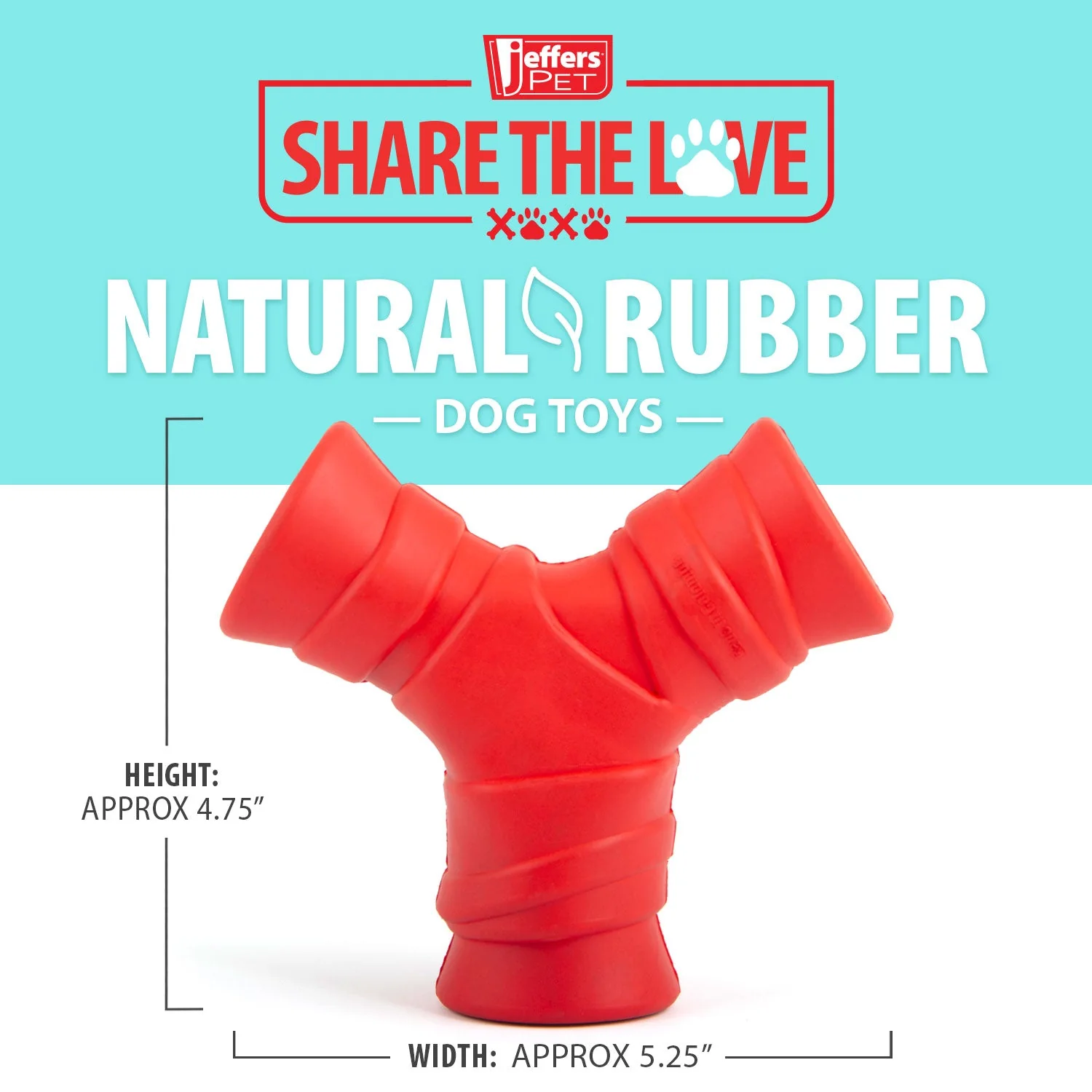 Jeffers Red "Y" Natural Rubber Dental Dog Chew Toy for Medium Chewers - Image 2