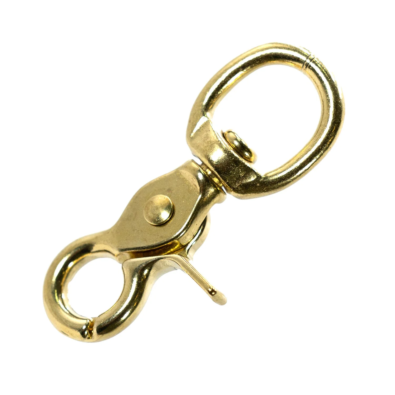 Jeffers Solid Brass Trigger Snap with Round Swivel Eye, 5/8" x 2-3/4" - Image 1