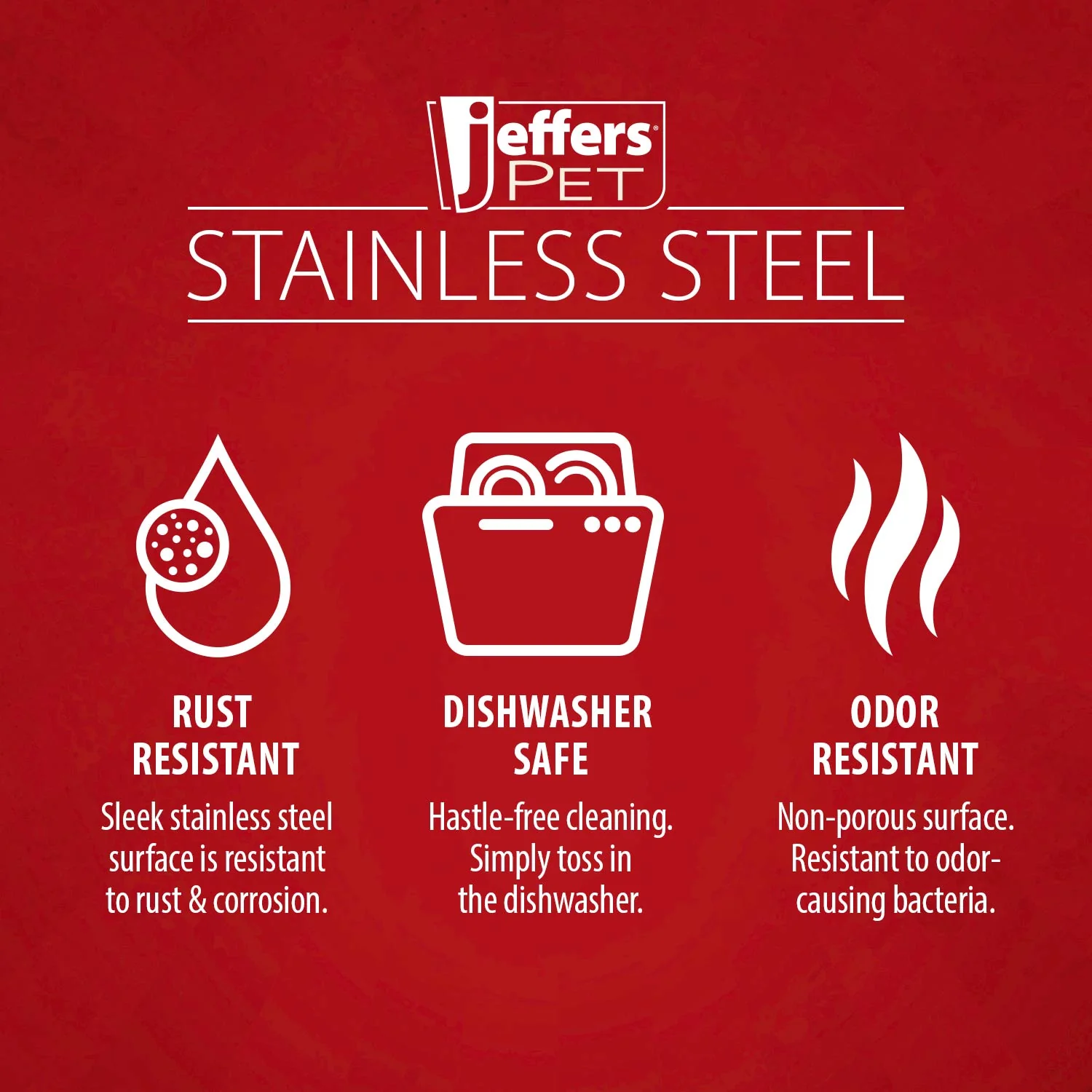 Jeffers Pet Embossed No-Tip Anti-Skid Stainless Steel Pet Bowls for Dogs, Cats, Puppies, Kittens – Rubber Base, Food & Water Feeding Dish for Home, Travel, Camping, Kennel - Image 3