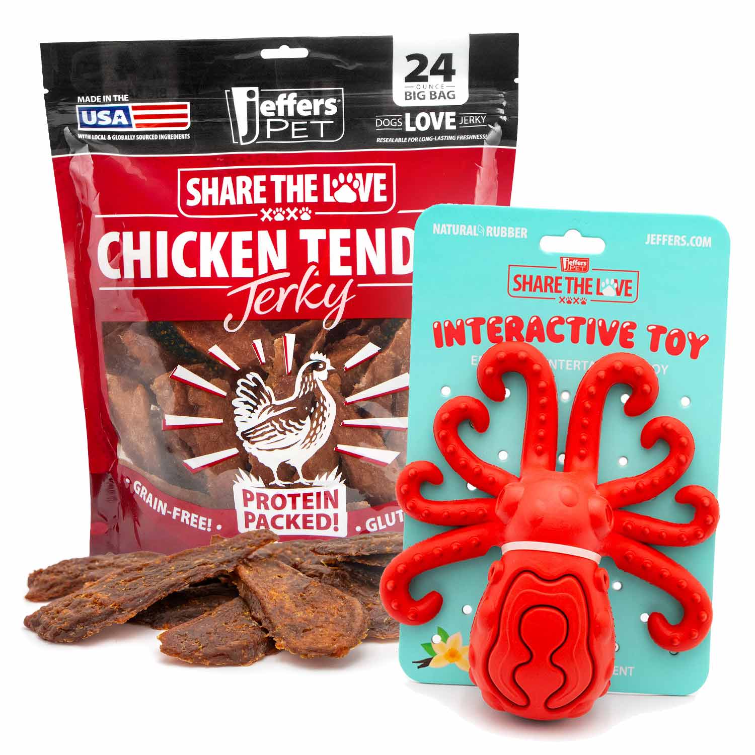 Jeffers Stuffable Dog Chew Toys with Chicken Breast Jerky Treats Kit - Image 1