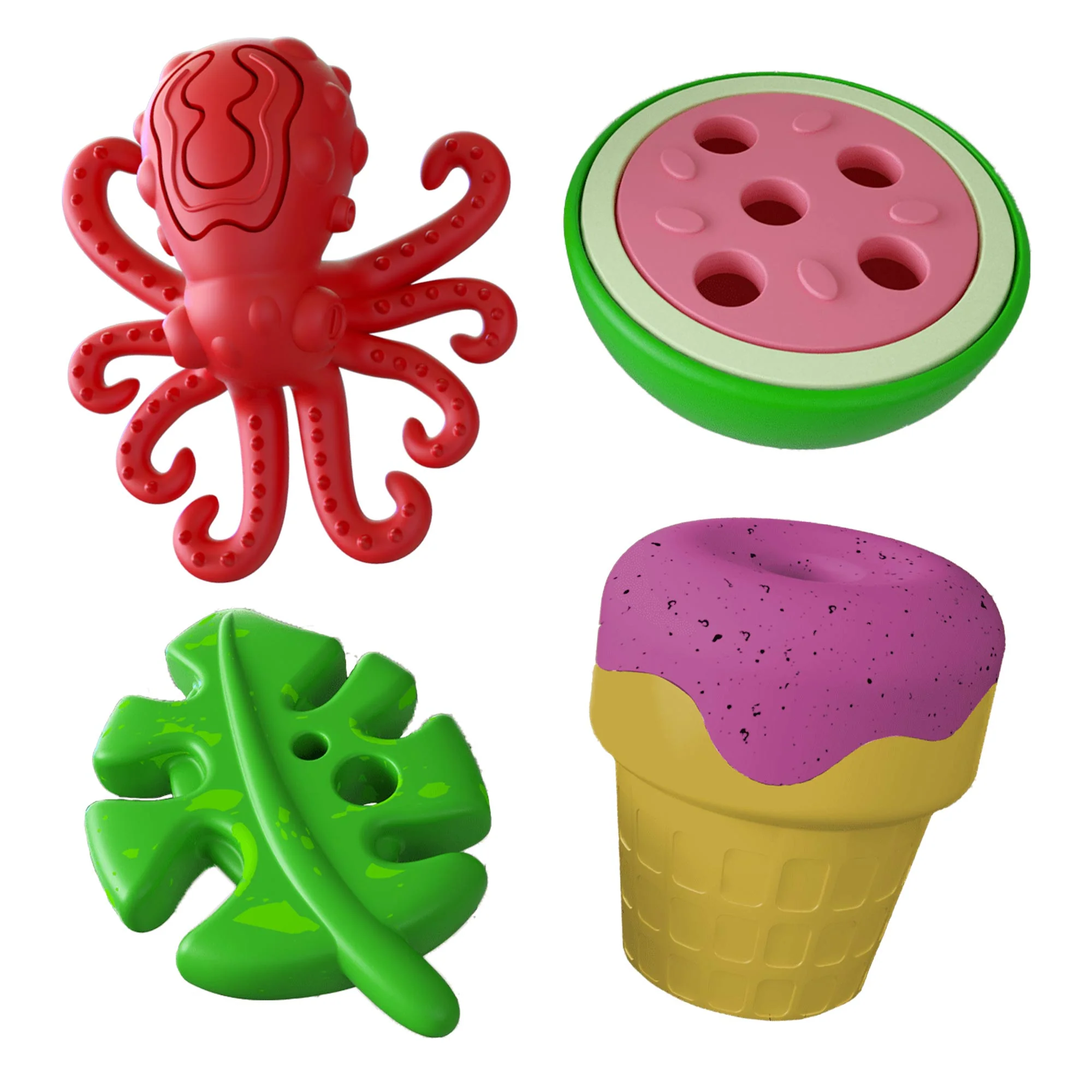 Jeffers Summer Natural Rubber Dog Chew Toys, 4 pc, Medium - Image 1