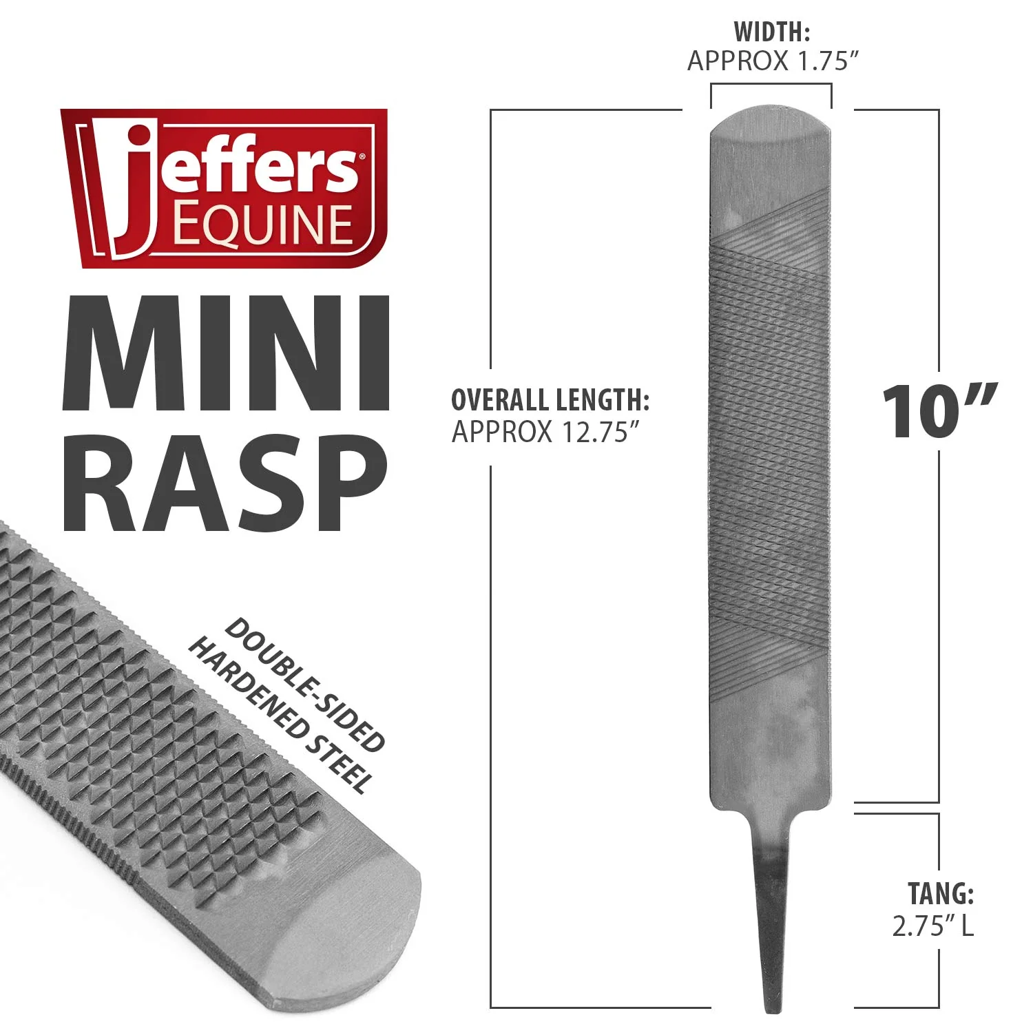 Jeffers Tanged Steel Hoof Rasp – Durable 10" & 14" Rasp for Horses, Ponies, Minis, Goats, and Sheep - Image 2