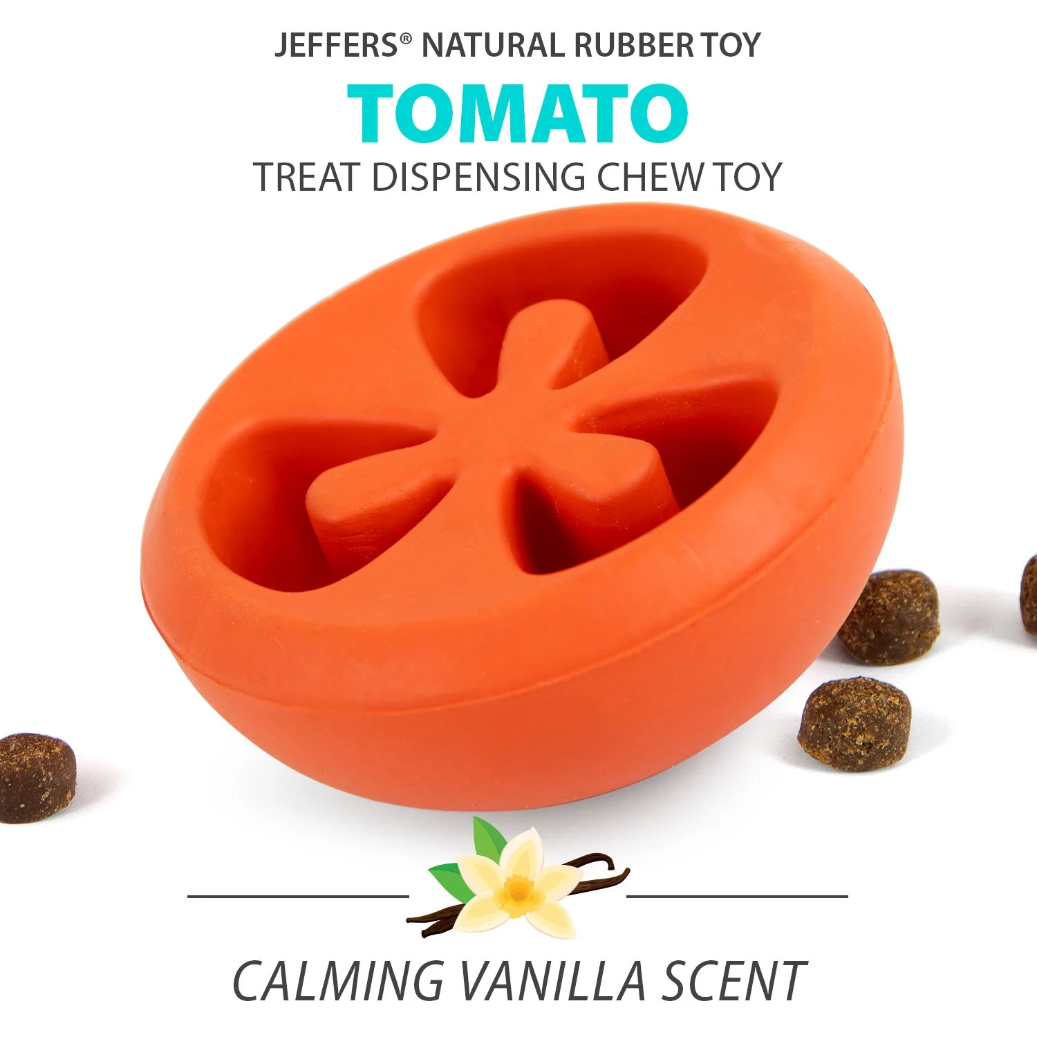 Jeffers Tomato Shaped Natural Rubber Treat Dispensing Dental Dog Chew Toy for Medium-Chewers - Image 2