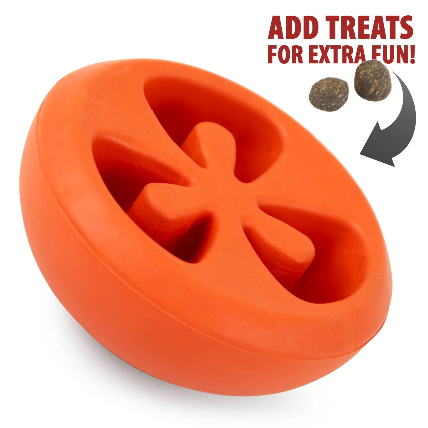 Jeffers Tomato Shaped Natural Rubber Treat Dispensing Dental Dog Chew Toy for Medium-Chewers - Image 1